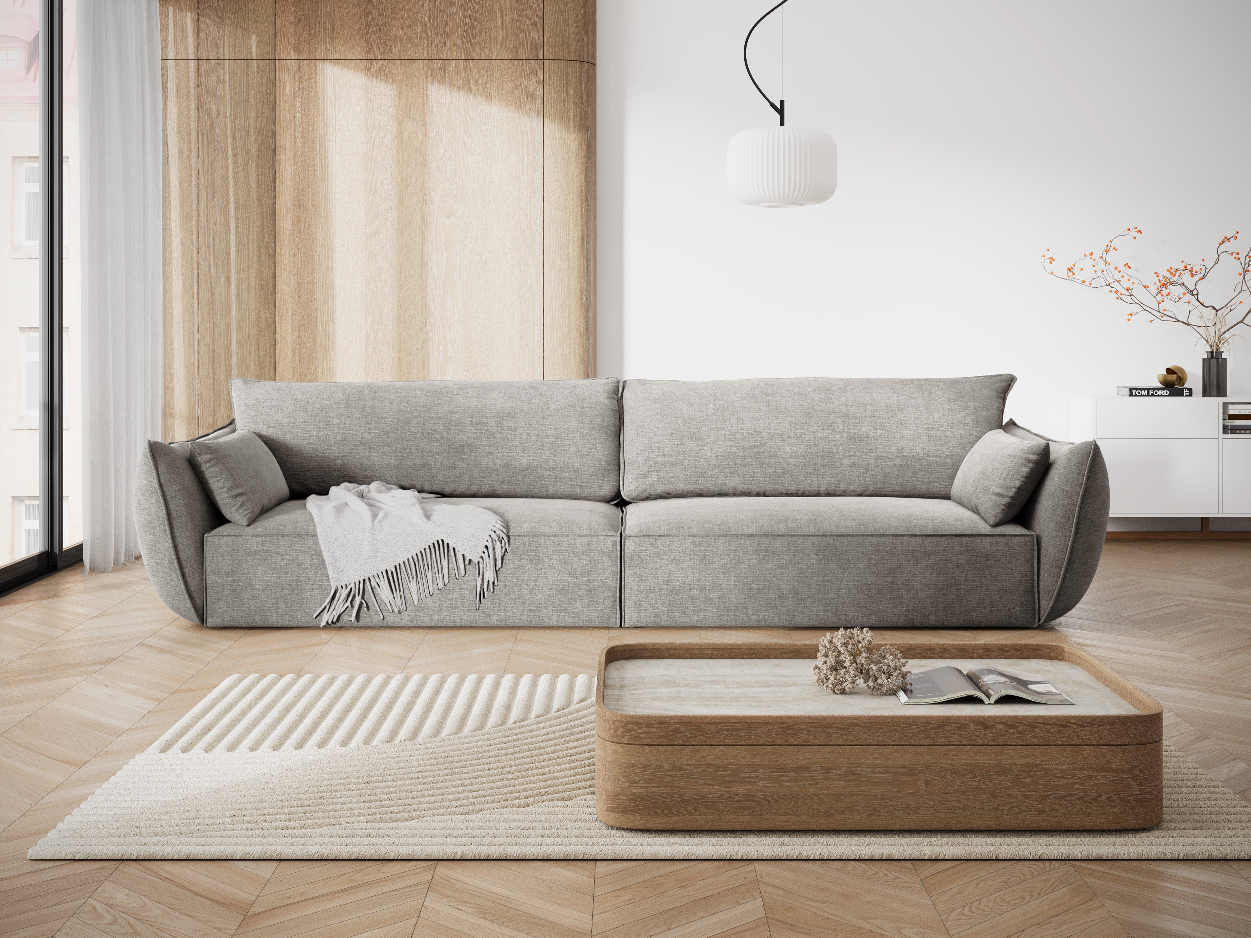 Sofa im Sofa-Stoff von 4-Personen Vanda Jasnoszary