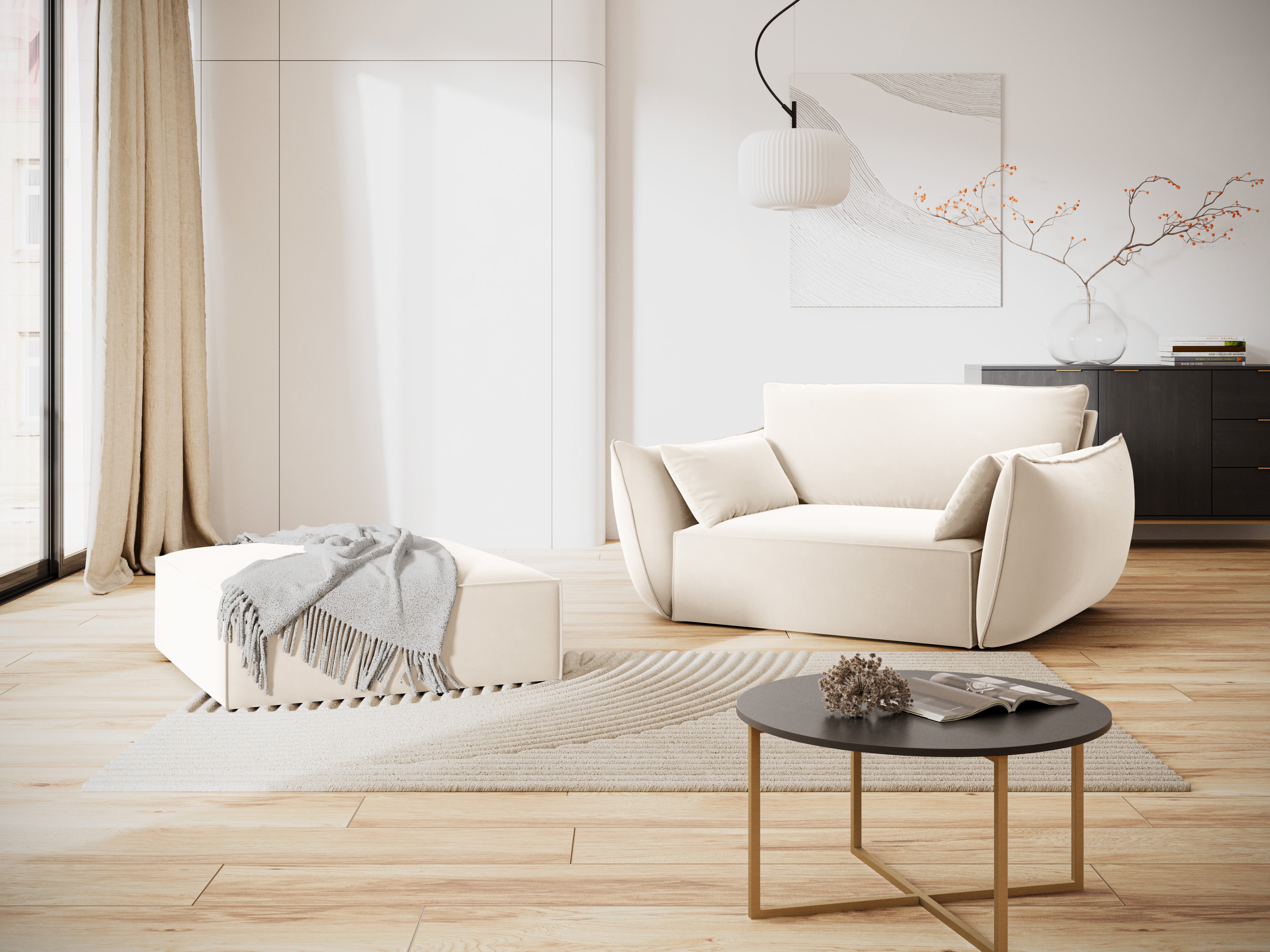 Vanda Beige Velvet -Sessel