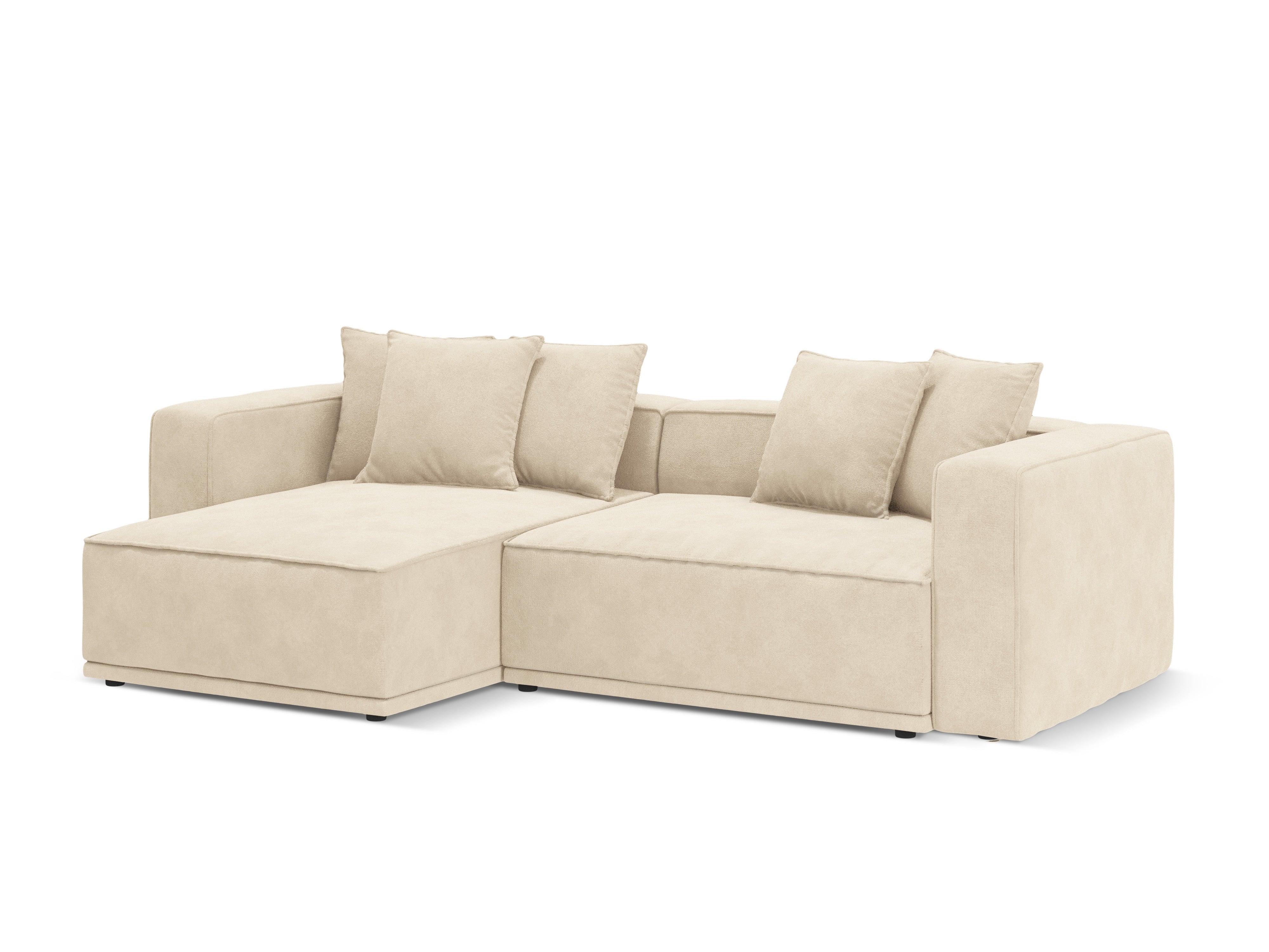 Left-facing velvet corner sofa with sleeping function RIBES light beige