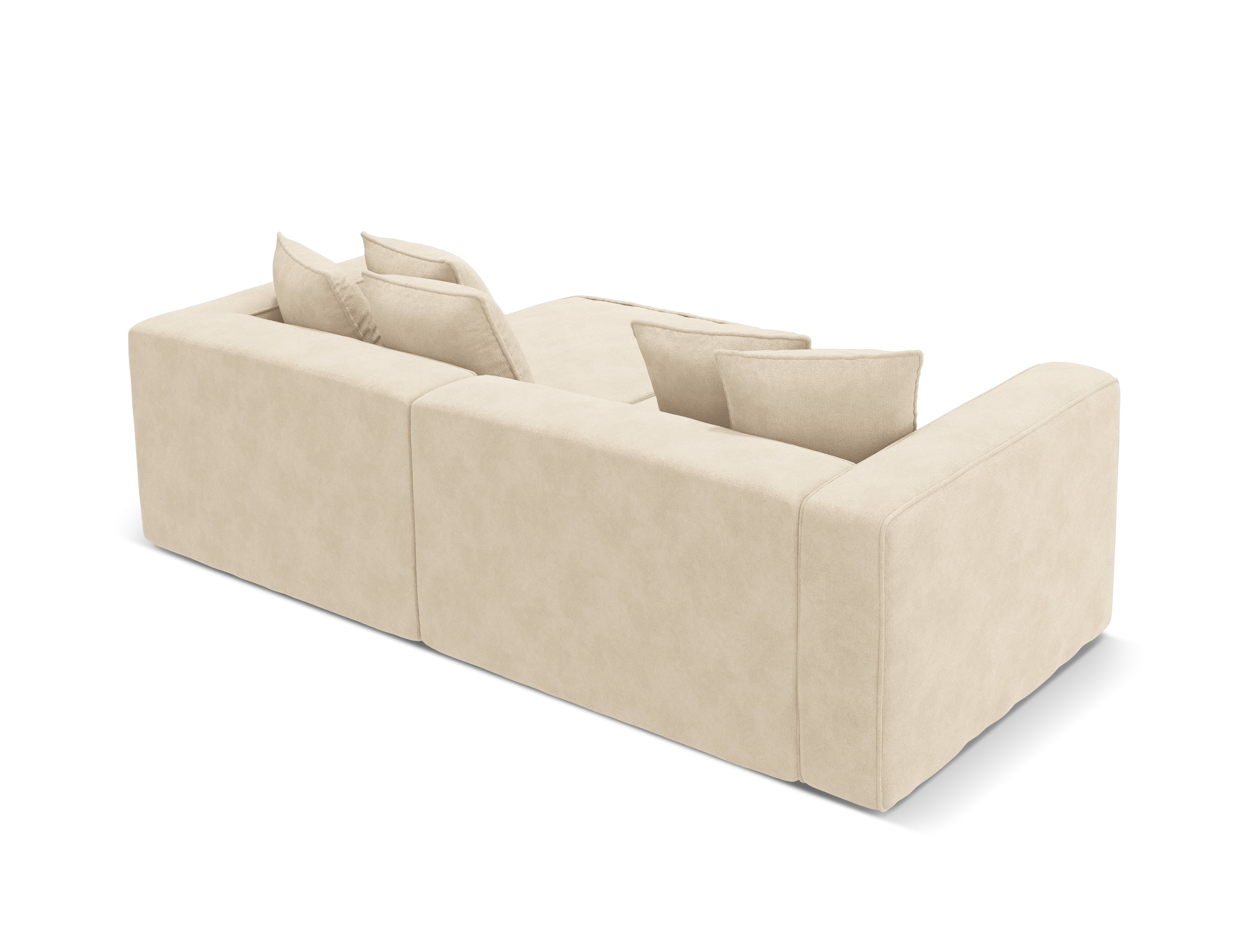 Left-facing velvet corner sofa with sleeping function RIBES light beige