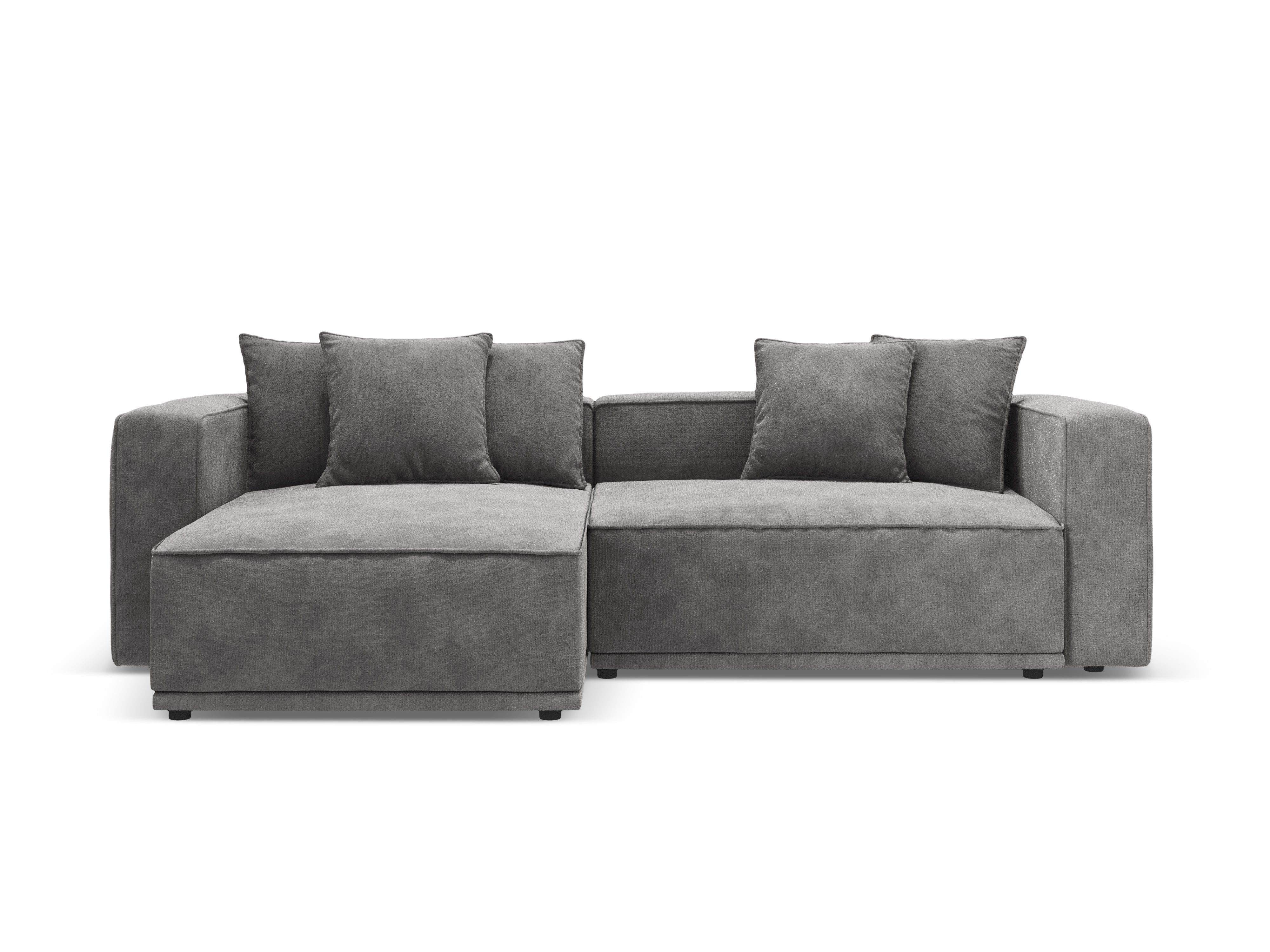 Left-facing velvet corner sofa with sleeping function RIBES gray