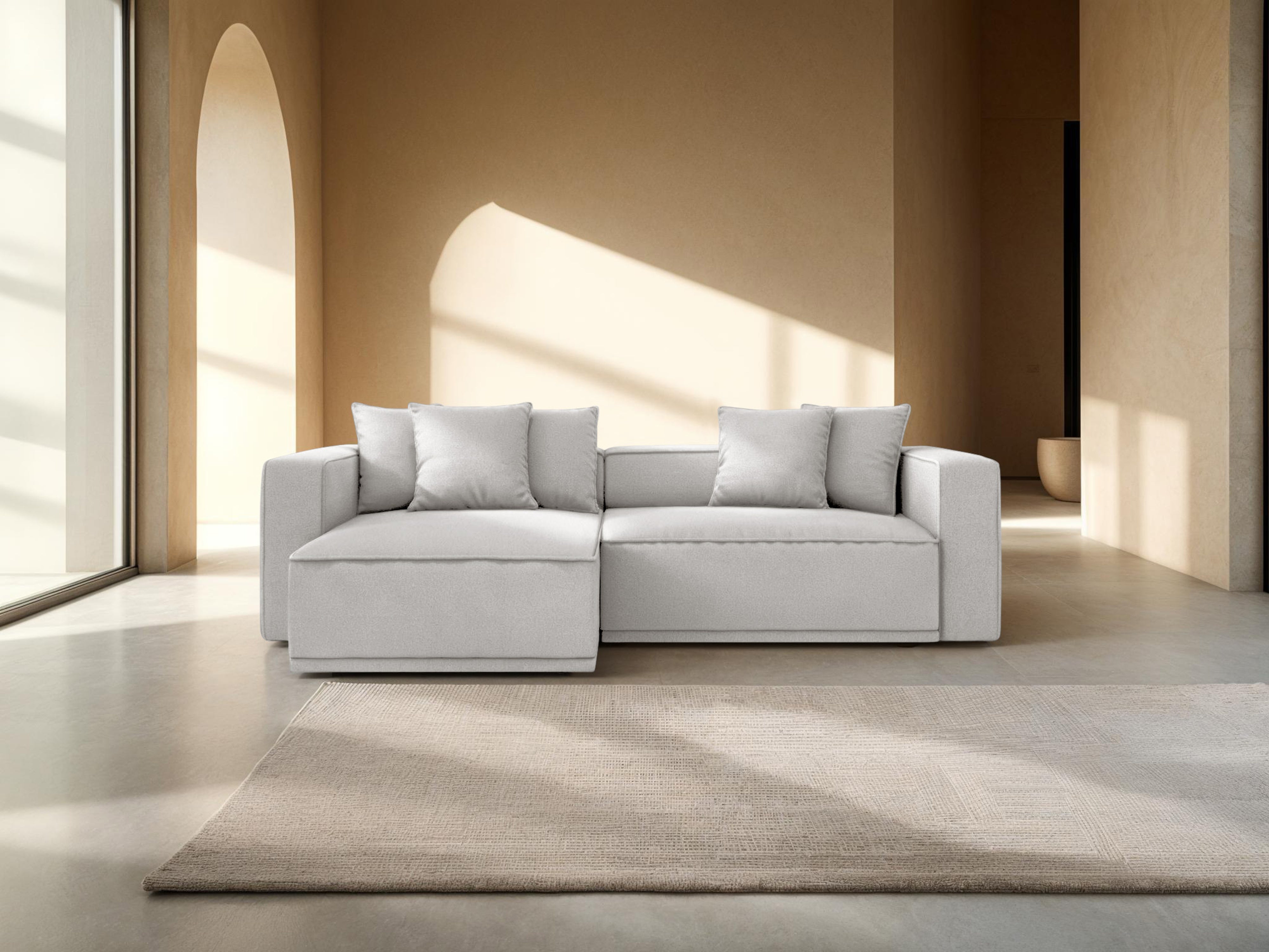 Left-sided corner sofa bed RIBES silver chenille