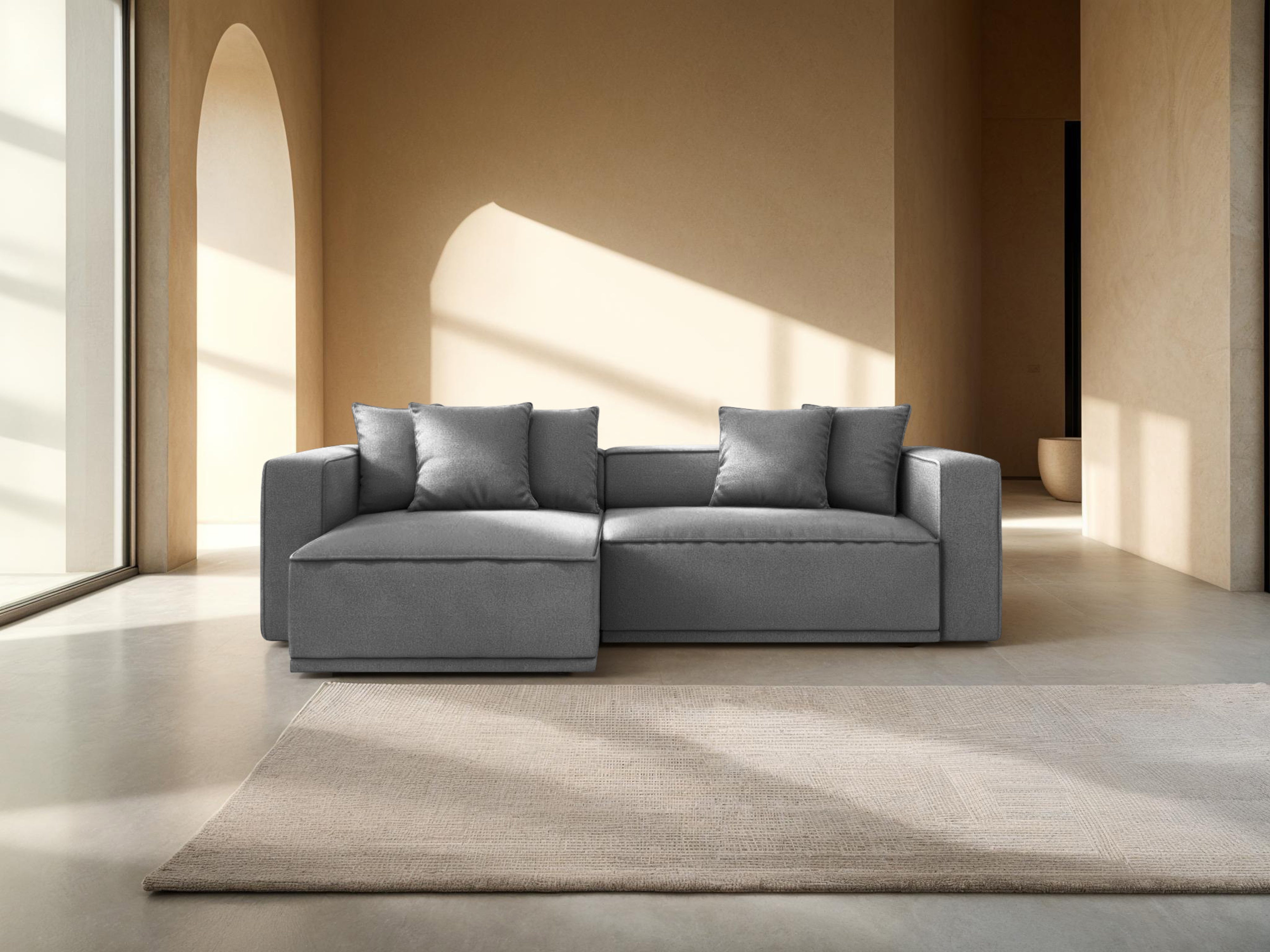 Linksseitige Schlafcouch RIBES graues Chenille