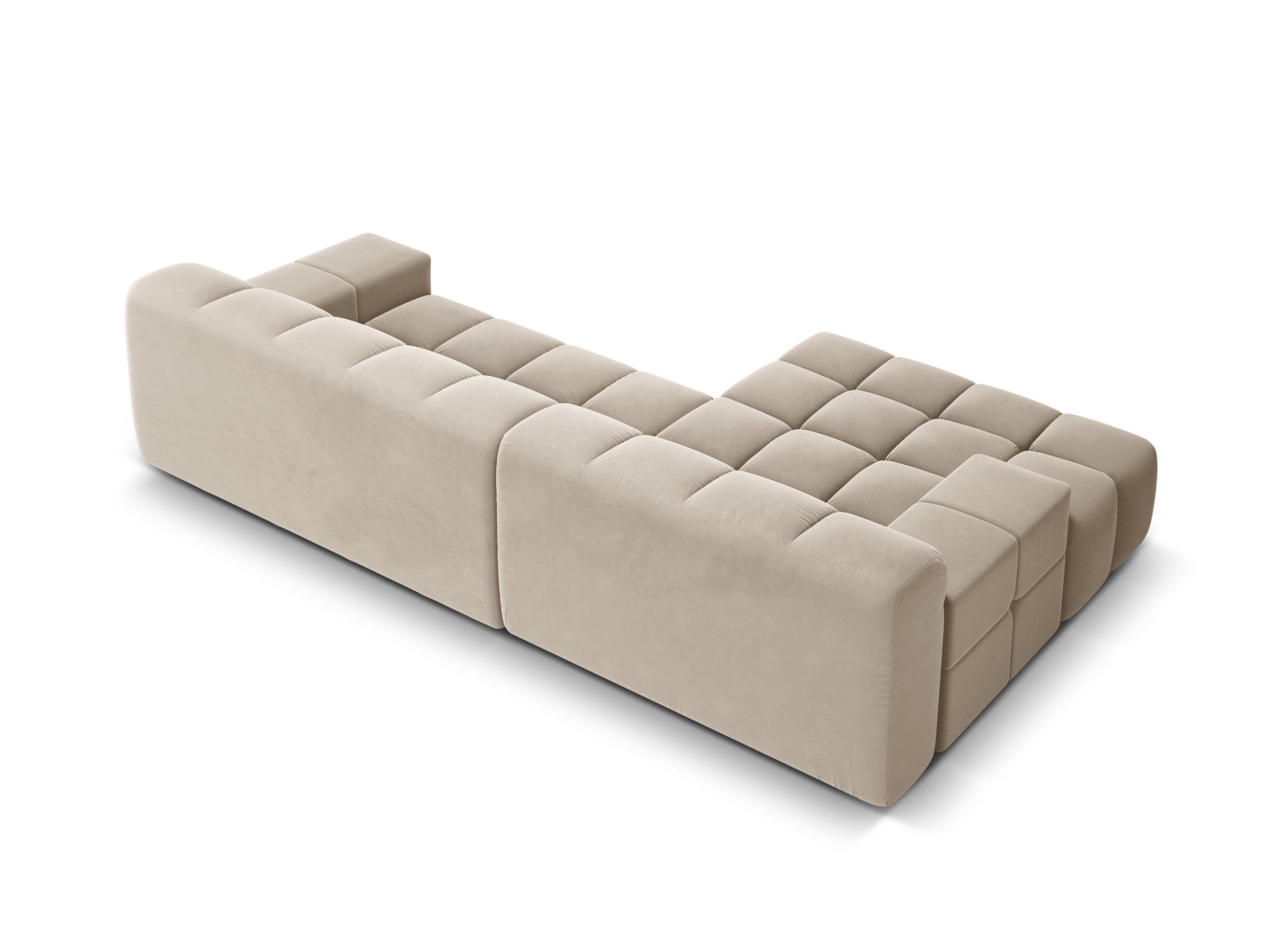 Samt-Ecksofa 3-sitzig links AGAVE hellbeige