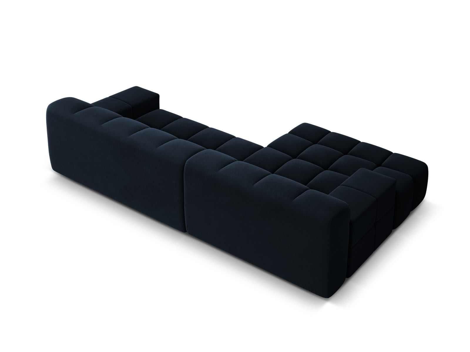 Left-facing 3-seater velvet corner sofa AGAVE navy blue