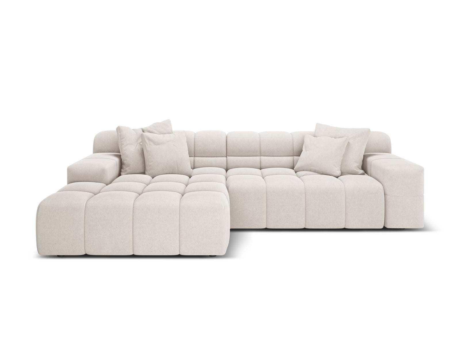Left-facing 3-seater corner sofa AGAVE light beige chenille