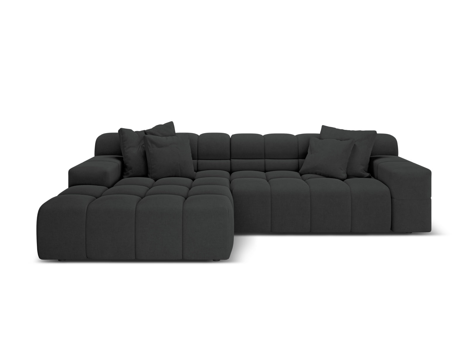 Left-facing 3-seater sofa AGAVE in anthracite chenille
