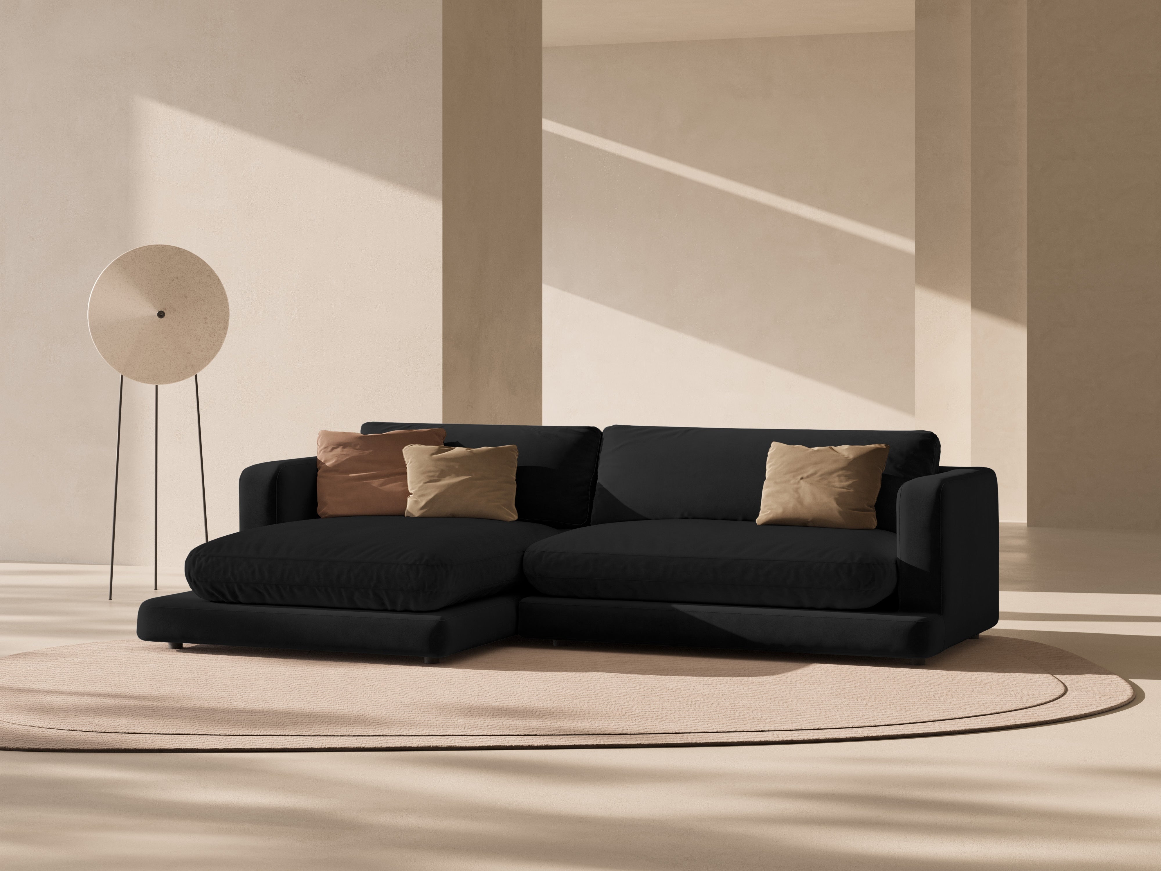 Samt-Ecksofa links DAPHNE schwarz