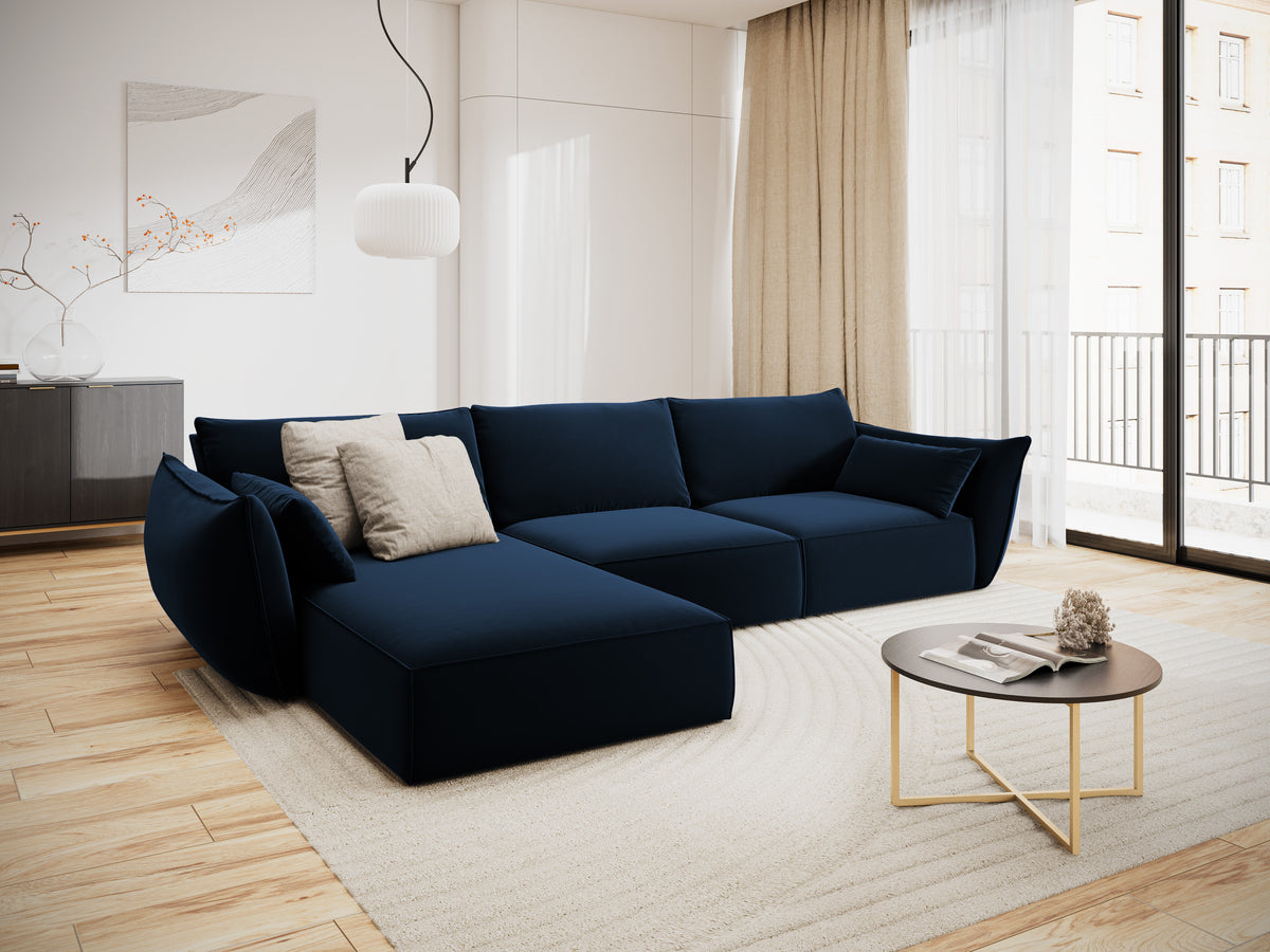 Linkshänder Vanda Navy 4-Sitzer Velvet Ecke