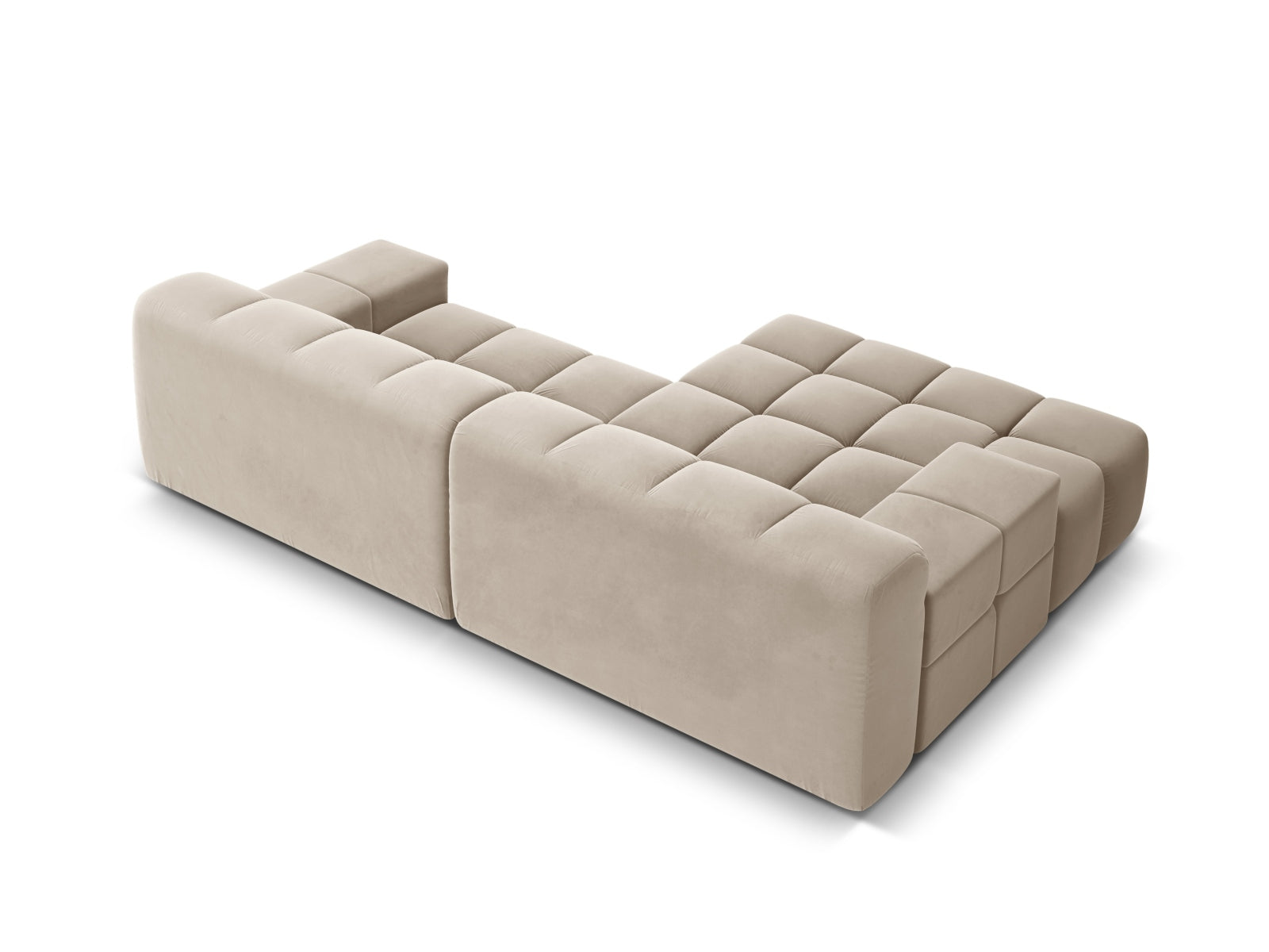 Left-facing 2-seater velvet corner sofa AGAVE light beige