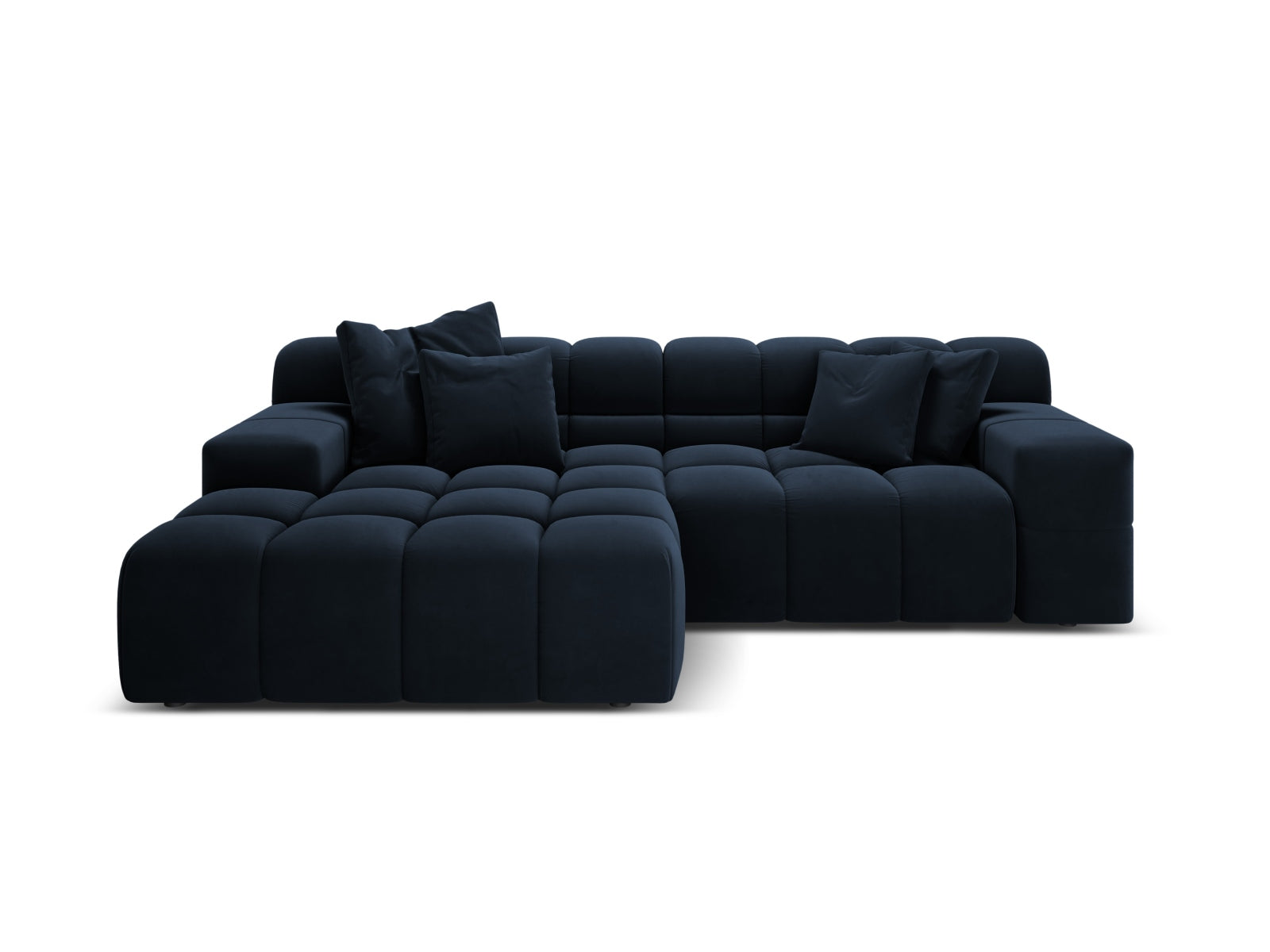 Samt-Ecksofa für 2 Personen links AGAVE in Marineblau