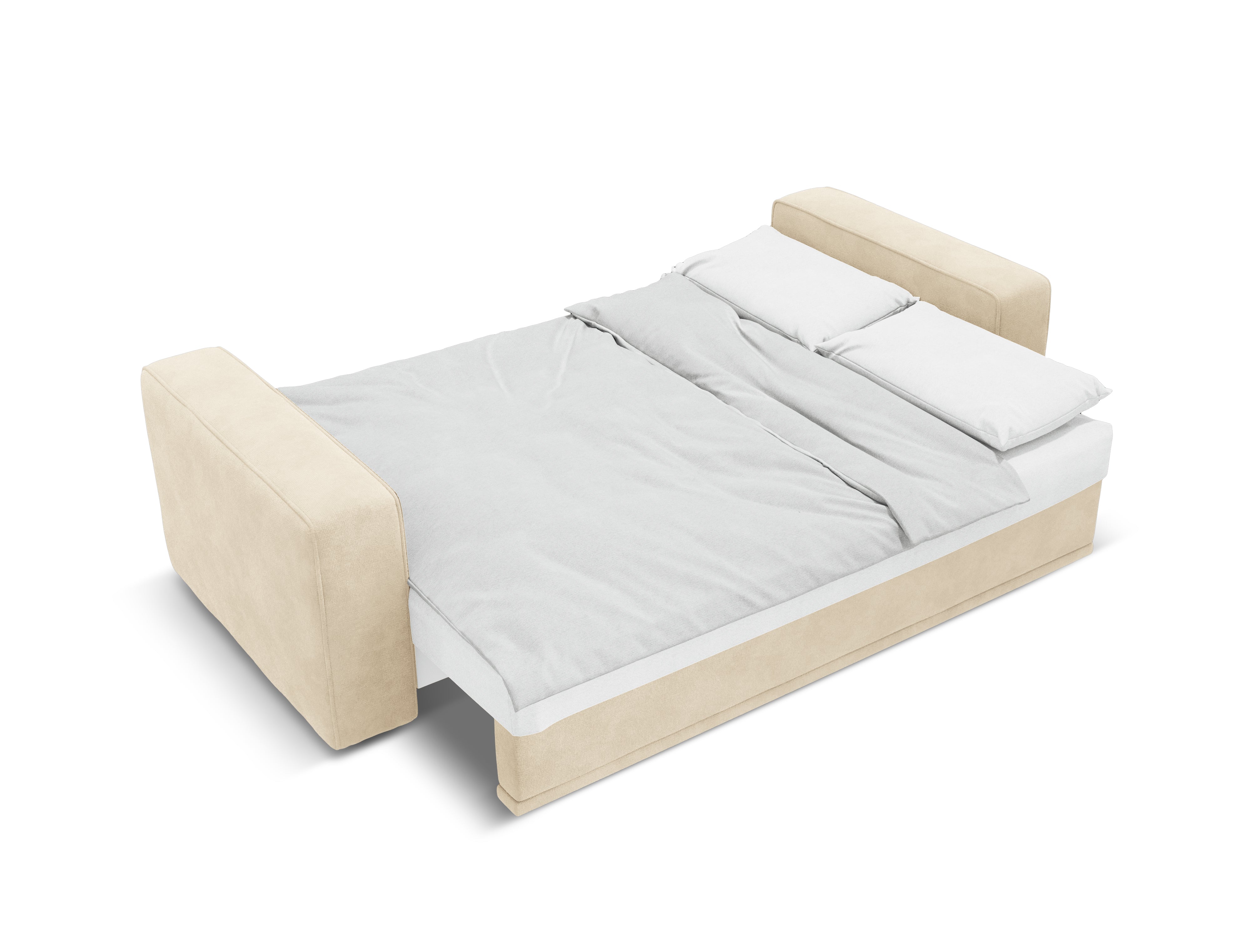 Samt-Ecksofa rechts mit Schlaffunktion RIBES hellbeige