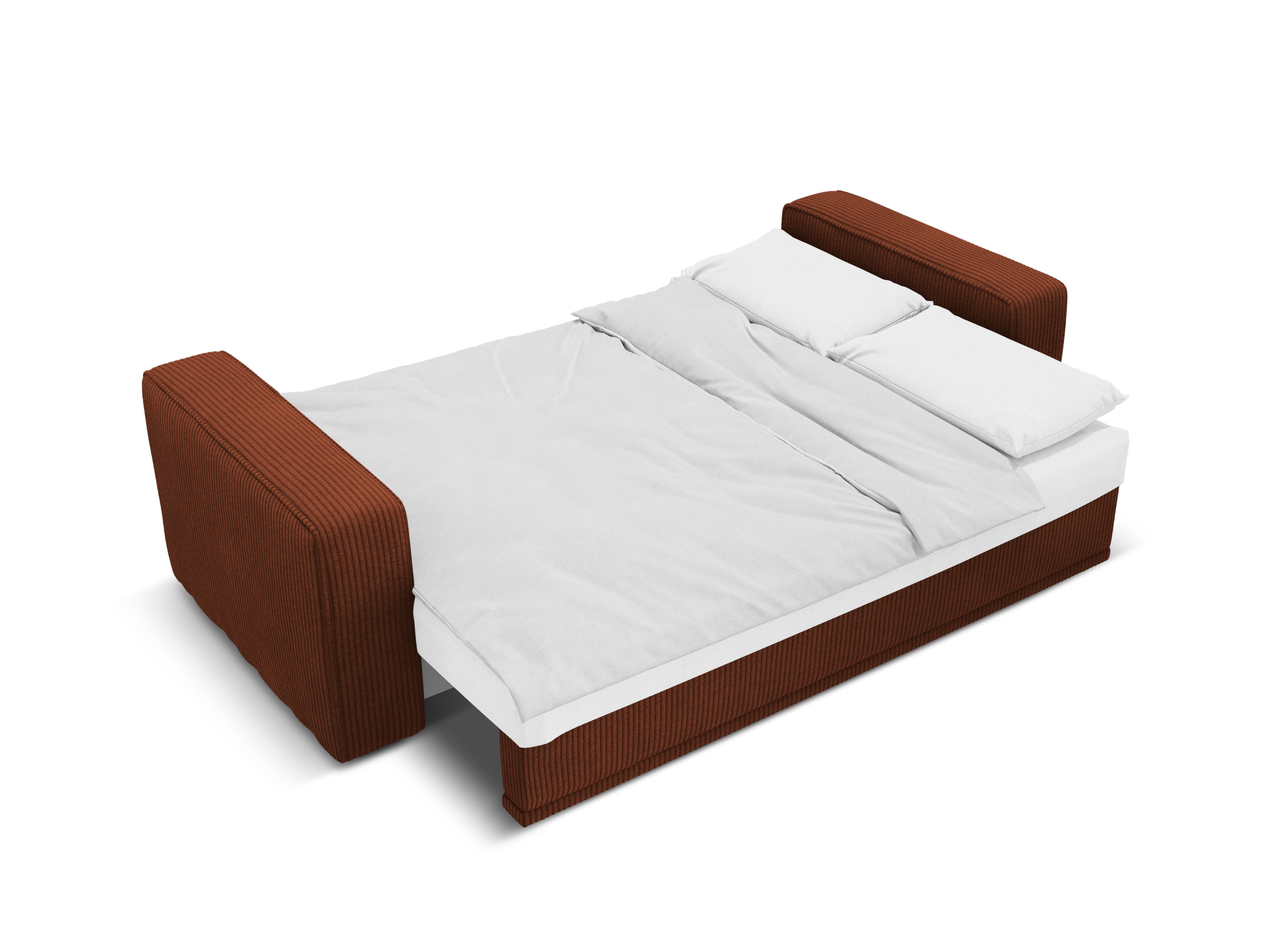 Right-sided corner sofa bed RIBES brick corduroy