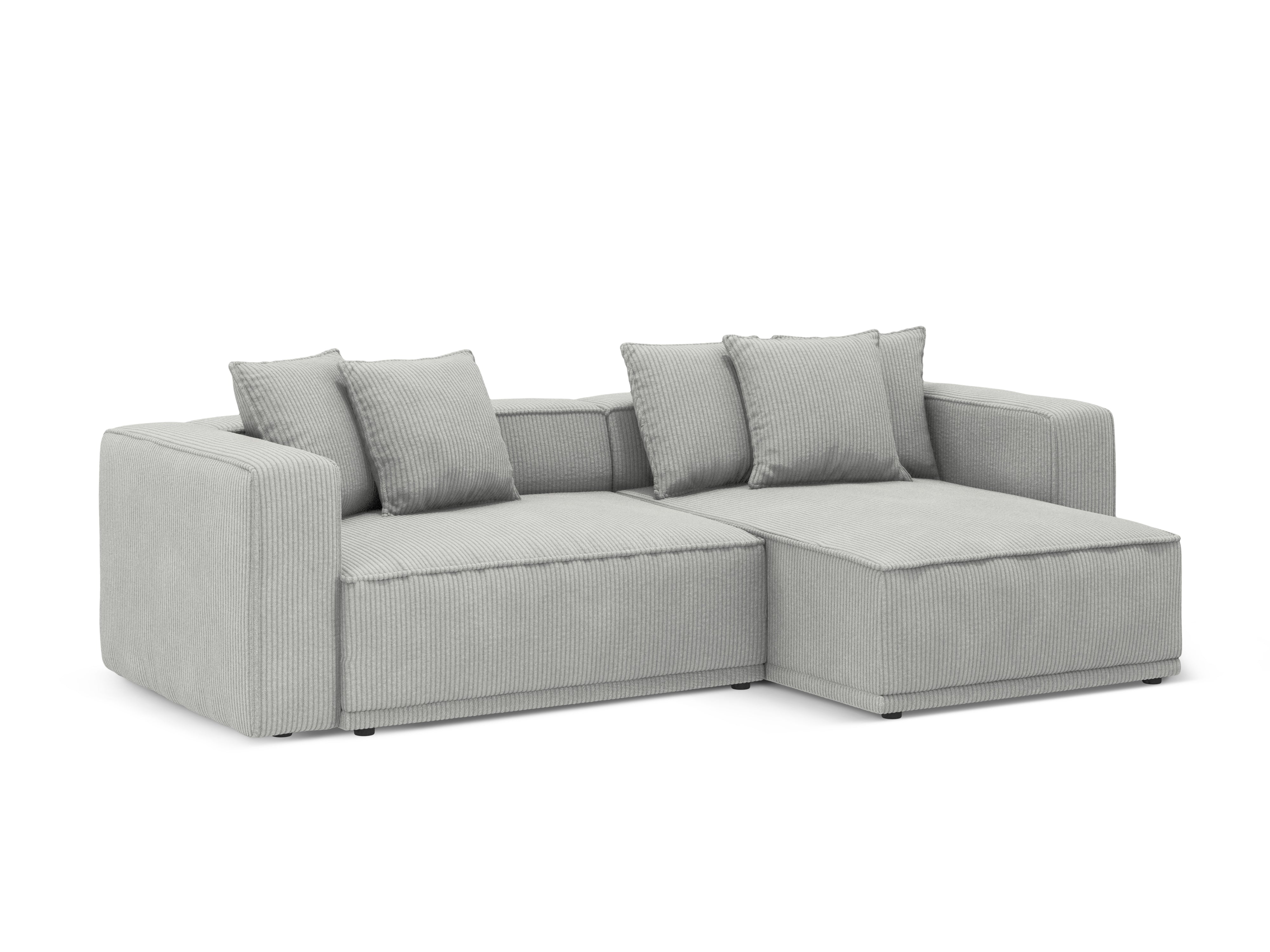 Right-sided corner sofa bed RIBES gray corduroy