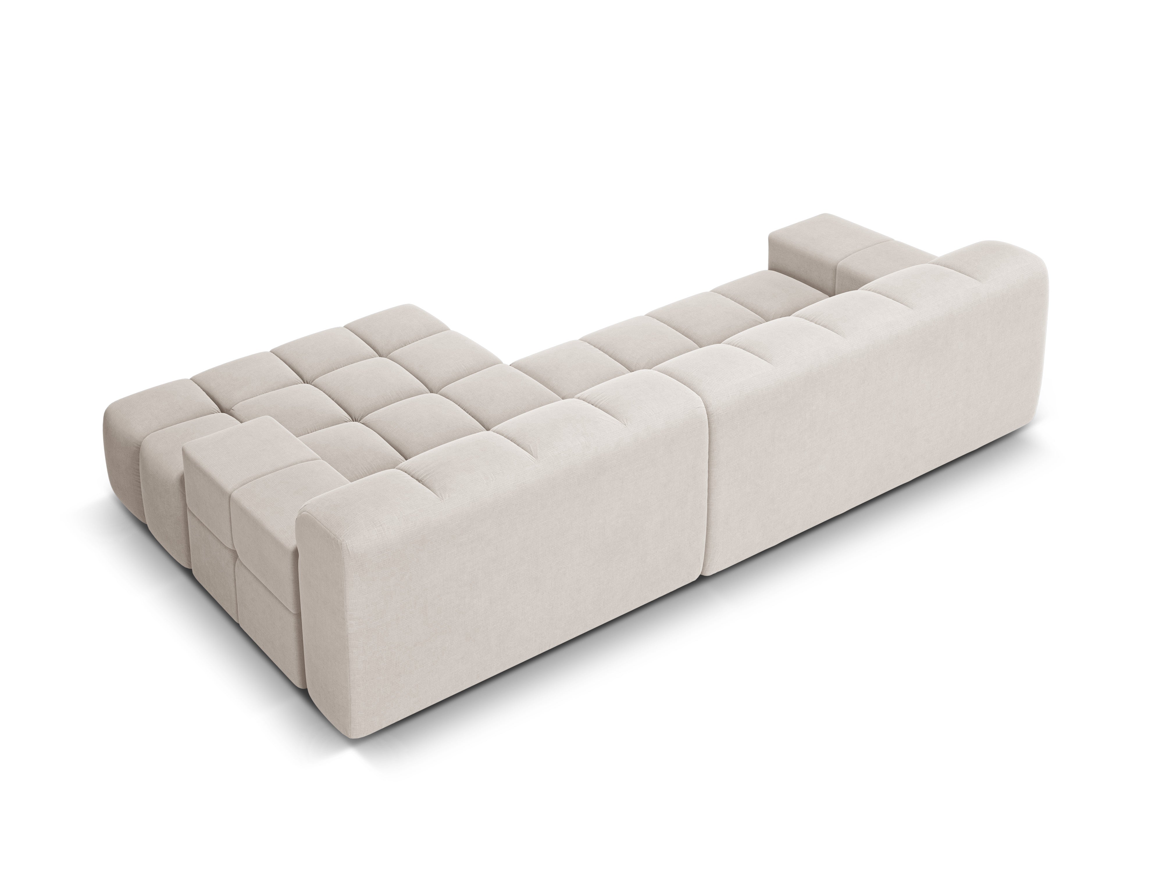 Right-facing 3-seater corner sofa AGAVE light beige chenille