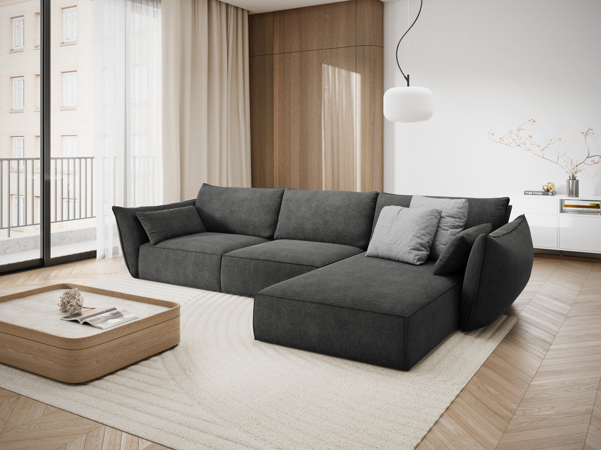 Eine Ecke im Szenil-Stoff rechtsseitig 4-Personen Vanda Dark Grey
