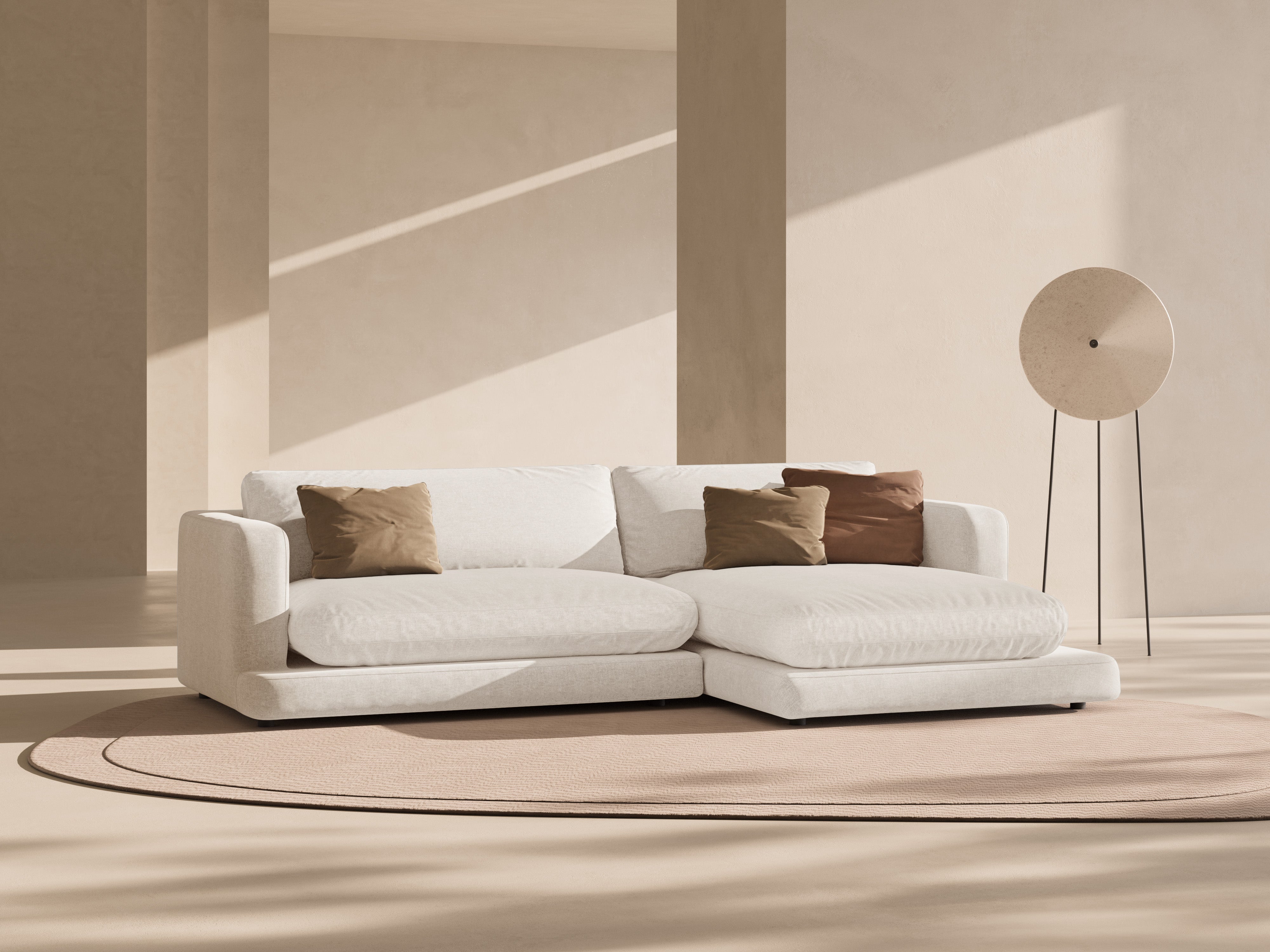 Right-hand corner sofa DAPHNE broken white chenille