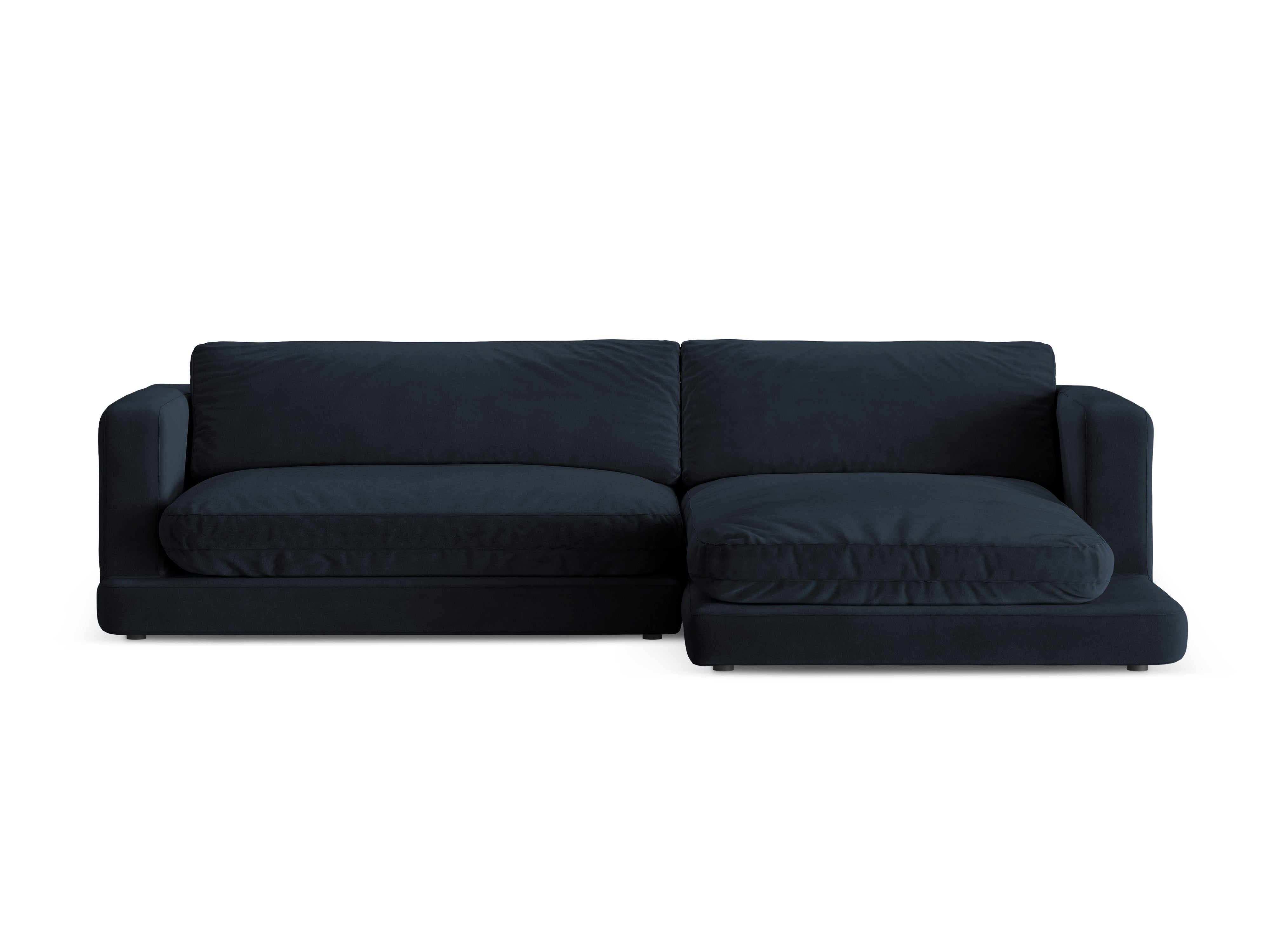 Right-facing velvet corner sofa DAPHNE navy blue