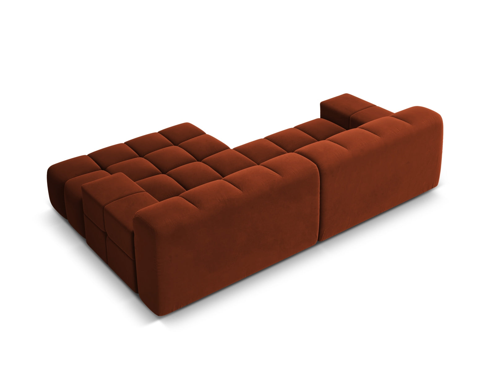 Right-facing 2-seater velvet corner sofa AGAVE brick red