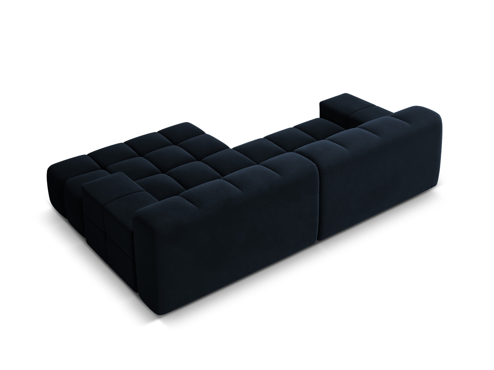 Samt-Ecksofa für 2 Personen rechts AGAVE in Marineblau