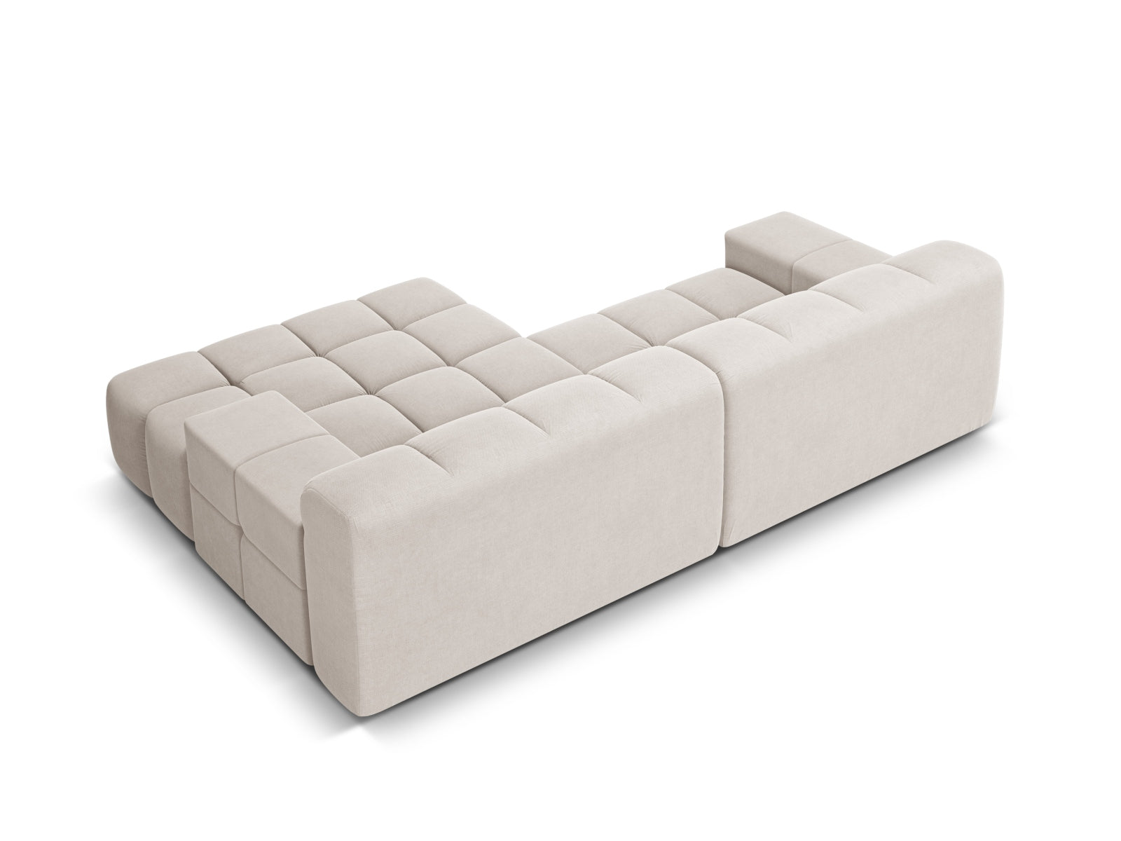Right-facing 2-seater corner sofa AGAVE light beige chenille