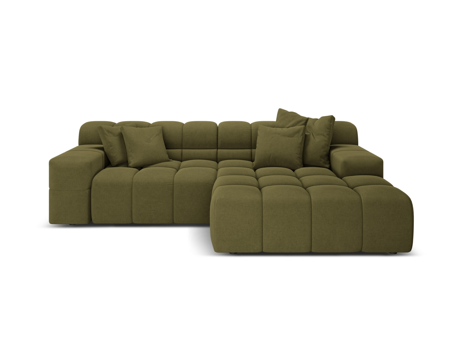 Right-facing 2-seater sofa AGAVE green chenille