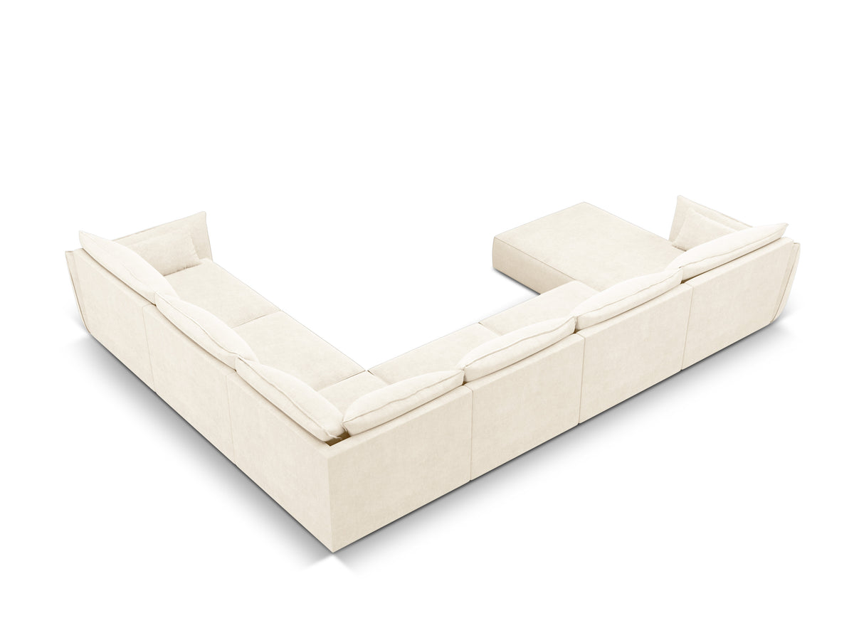 Eine Panorama -Ecke im Skinil -Stoff rechts, helles Licht beige Vanda