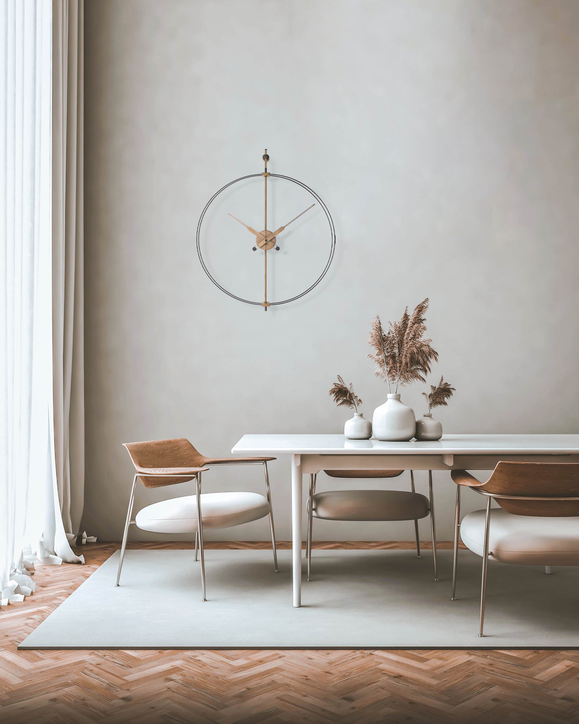 Wanduhr MINI BARCELONA PREMIUM aus Eichenholz mit schwarzer Oberfläche