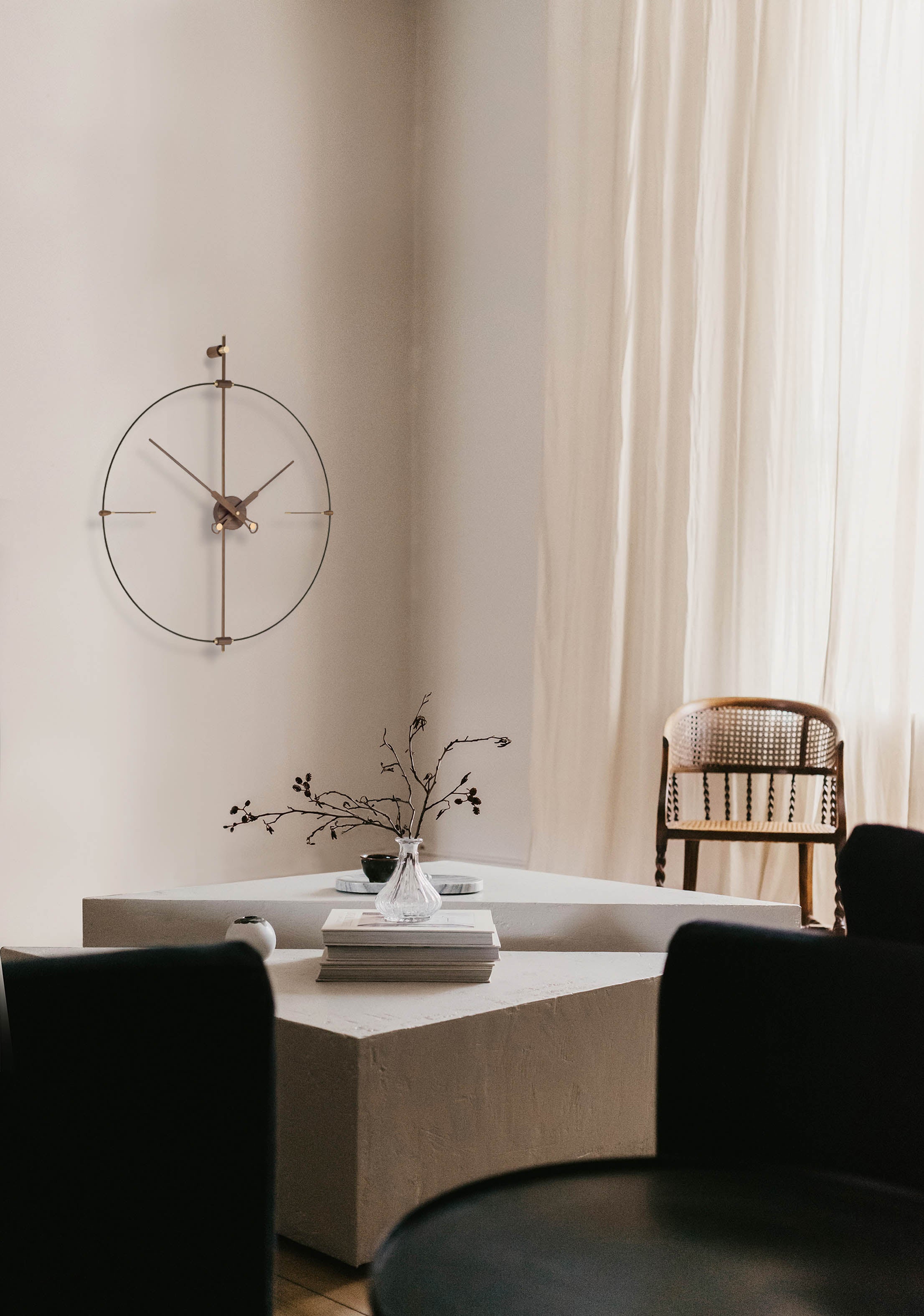 MINI BILBAO PREMIUM wall clock walnut wood with black finish