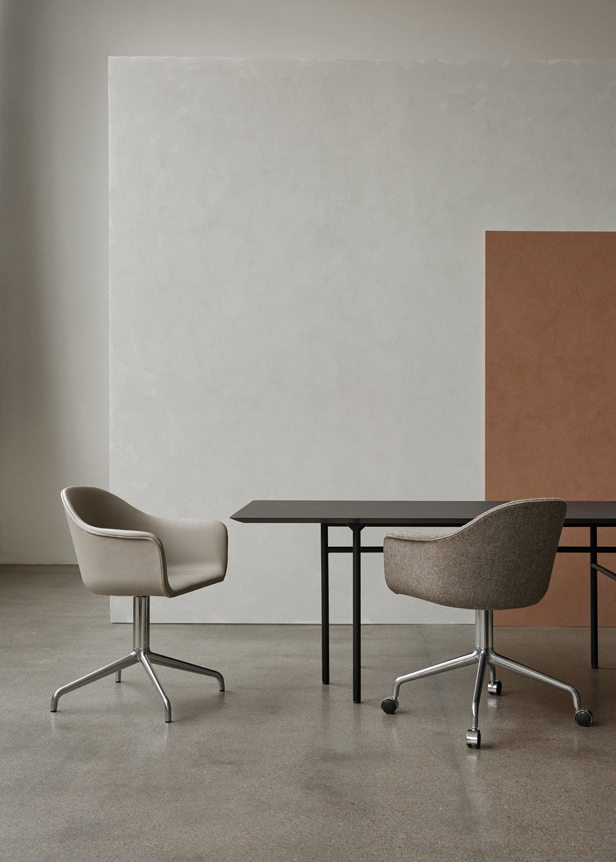 Bürostuhl HARBOUR graues Leder mit schwarzem Gestell