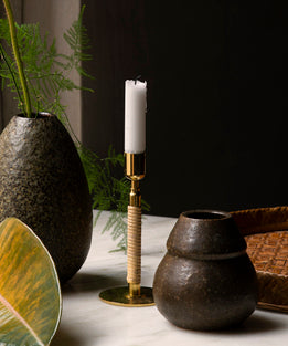 DUCA polished brass candlestick