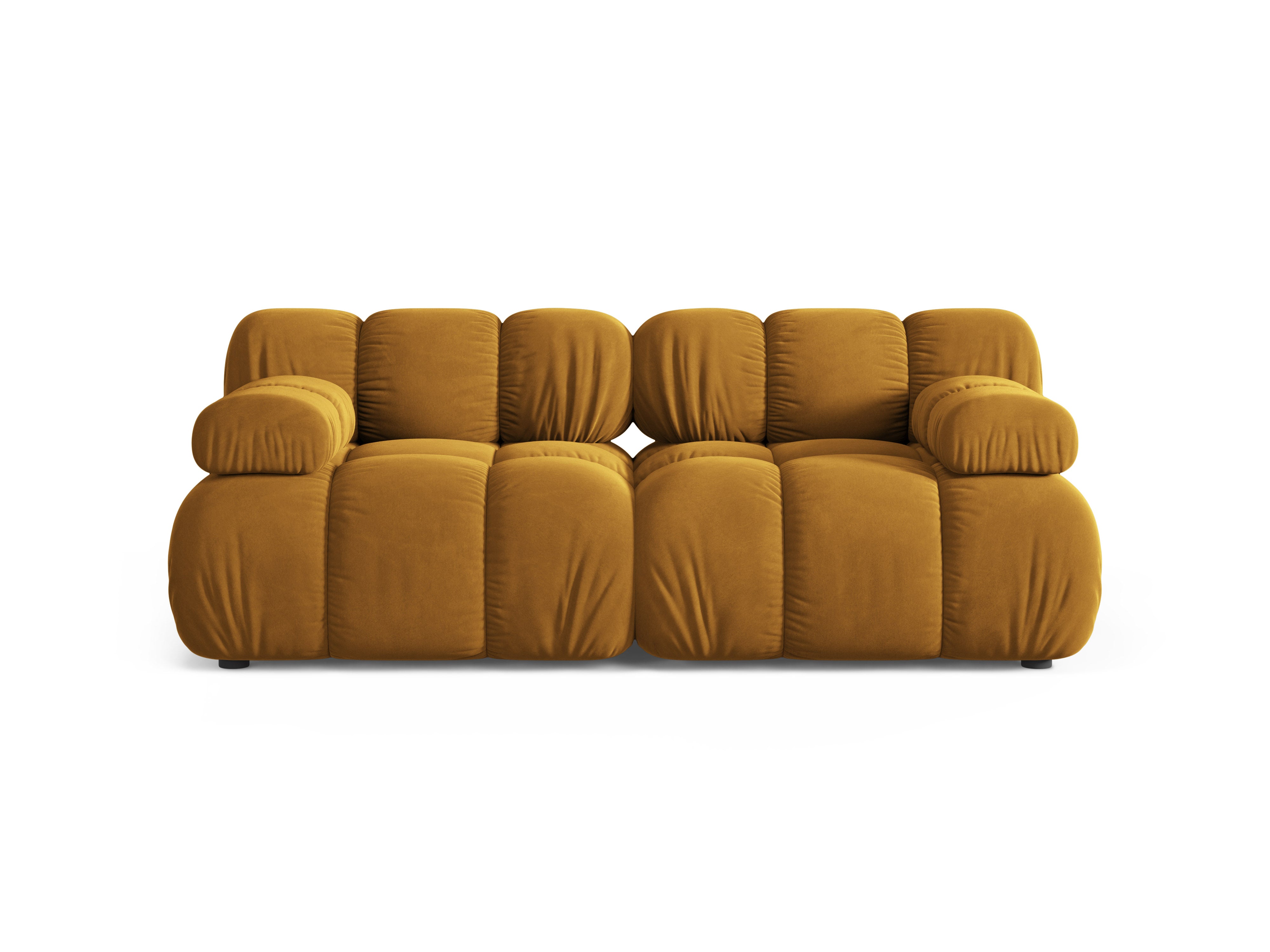 Modulares Samtsofa für 2 Personen BELLIS in Senfgelb