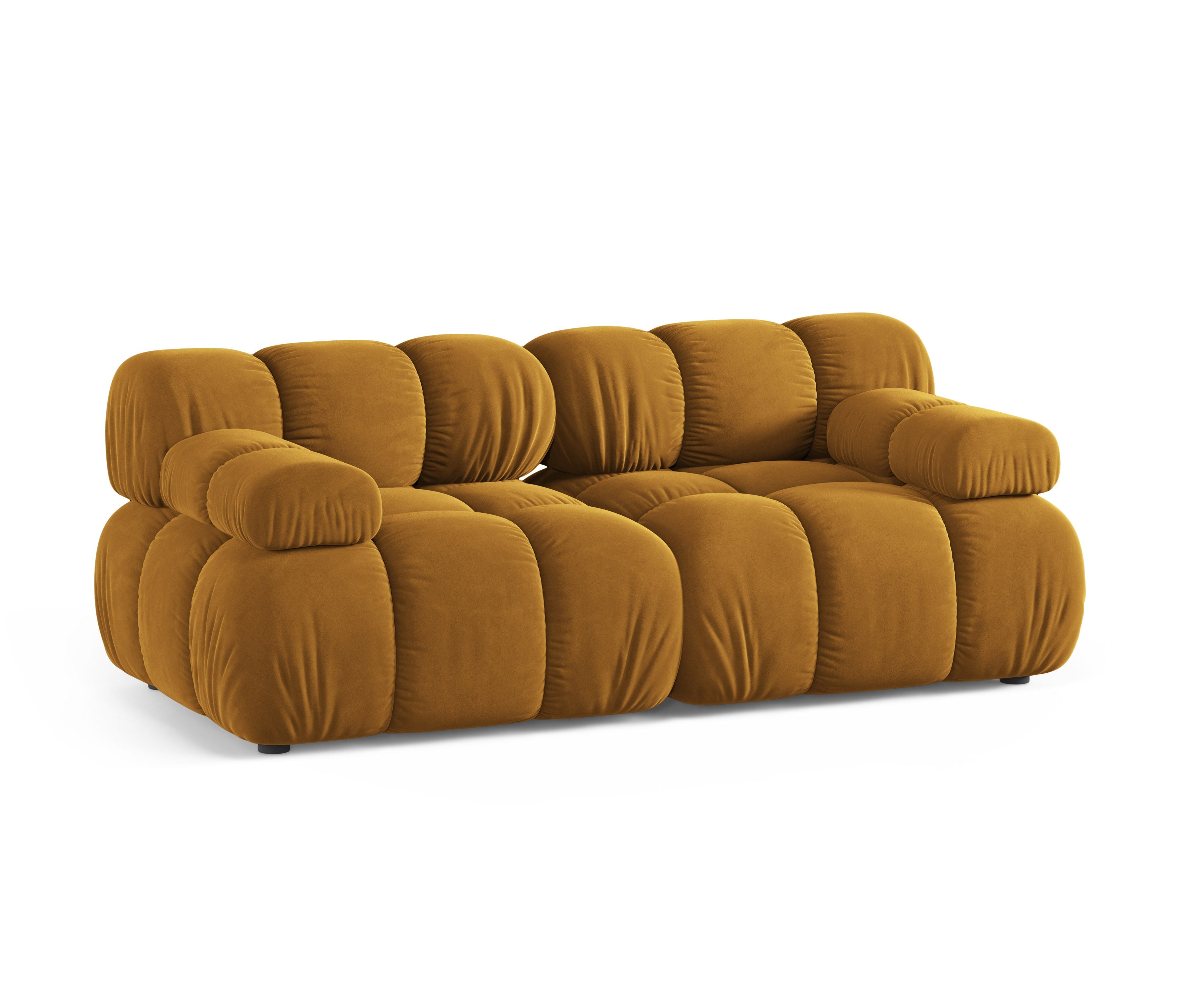 Modulares Samtsofa für 2 Personen BELLIS in Senfgelb