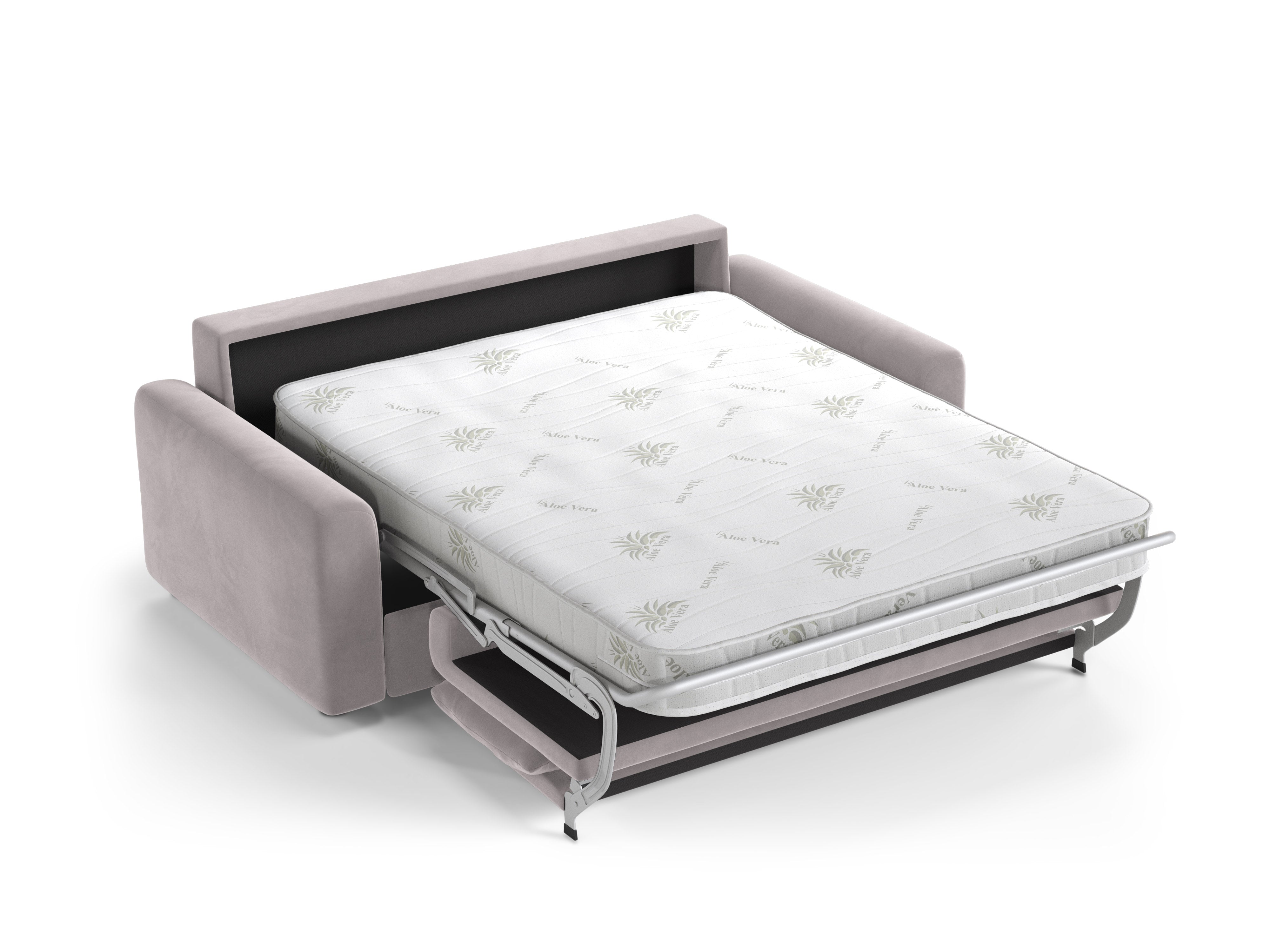 Sofa aksamitna 3-osobowa z funkcją spania DAVID jasny szary – Micadoni