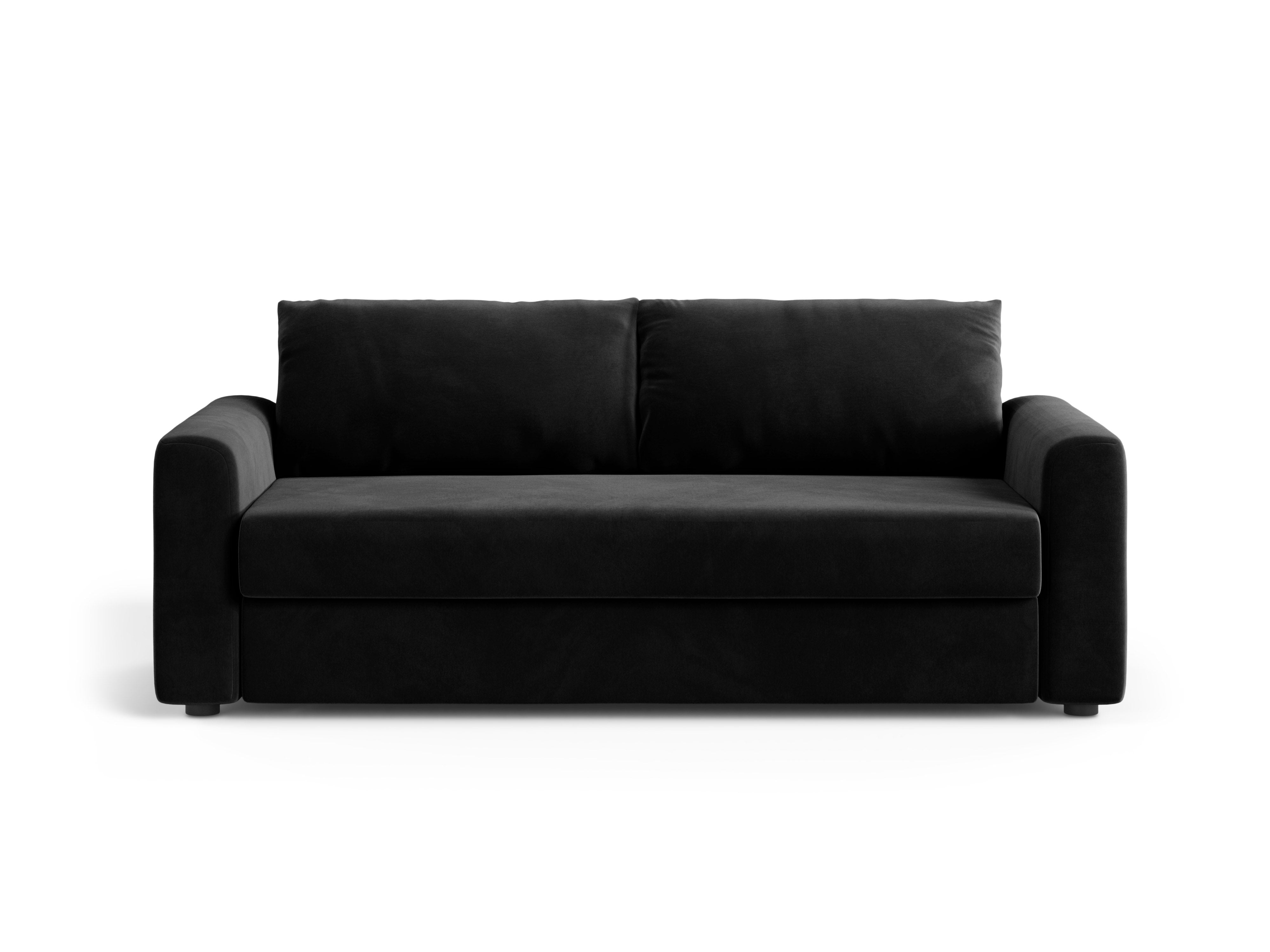 Sofa aus Samt für 3 Personen mit Schlaf-Funktion DAVID schwarz