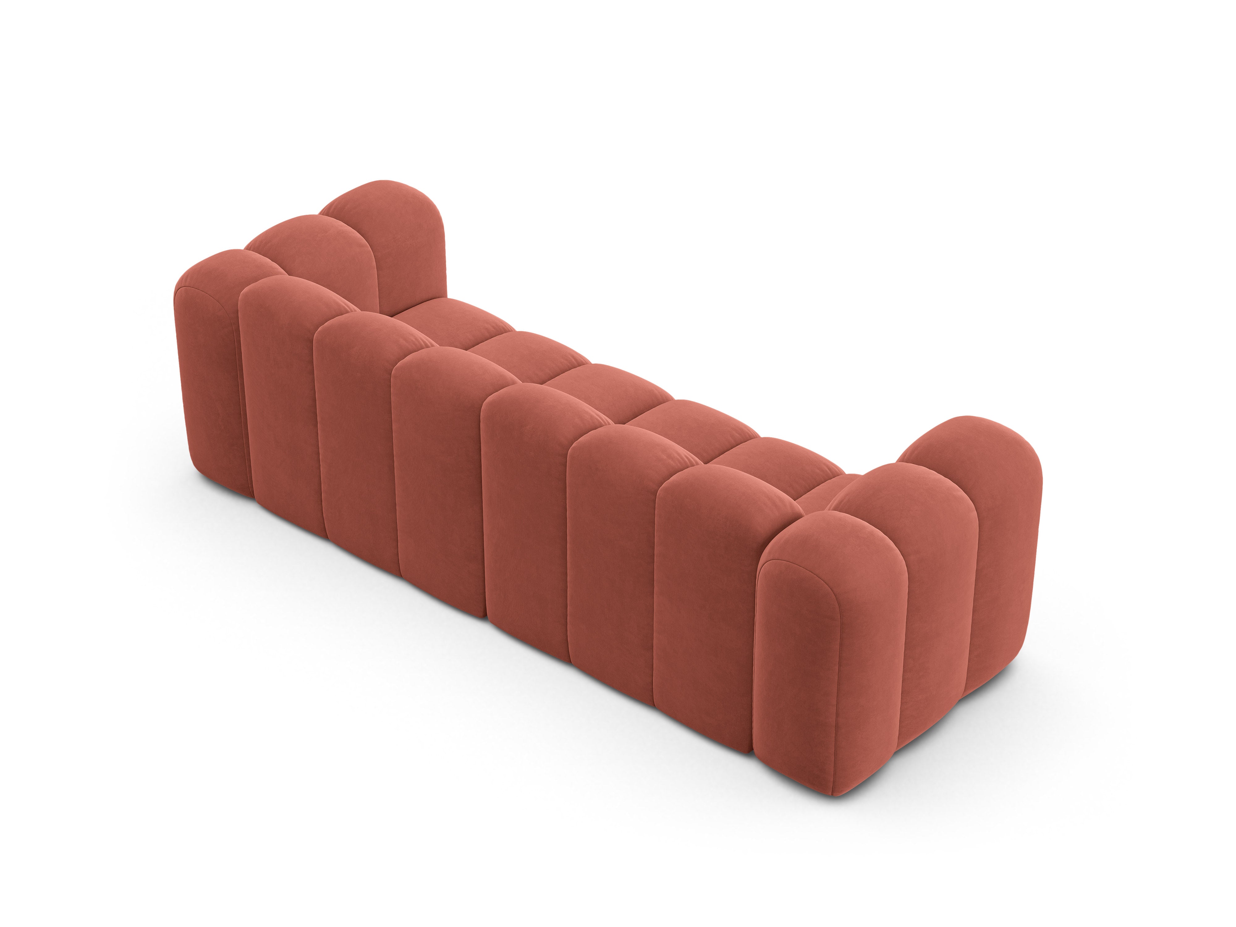 Sofa aksamitna 3-osobowa LUPINE koralowy – szenil