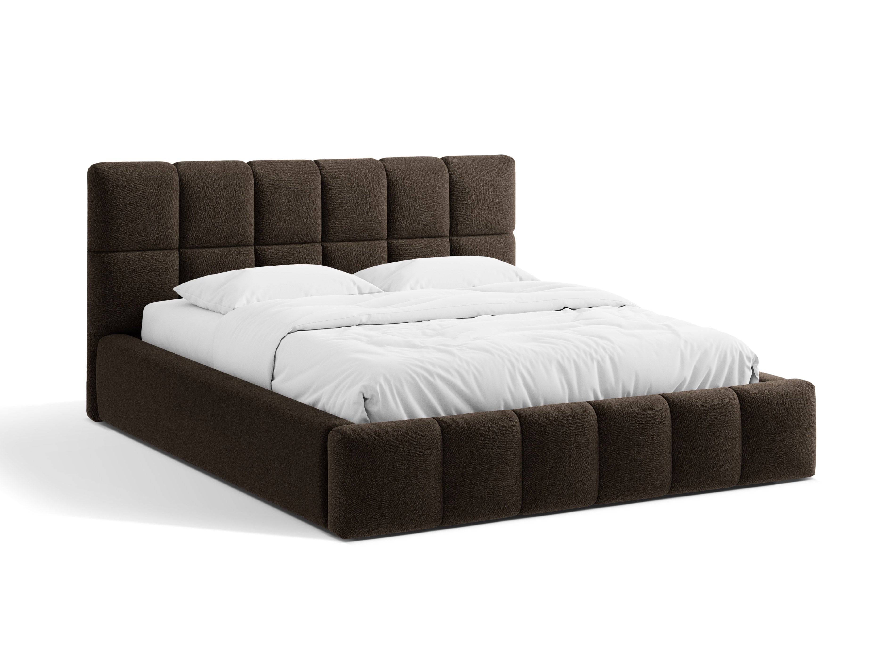BELLIS Bett mit Bettkasten in braunem Boucle