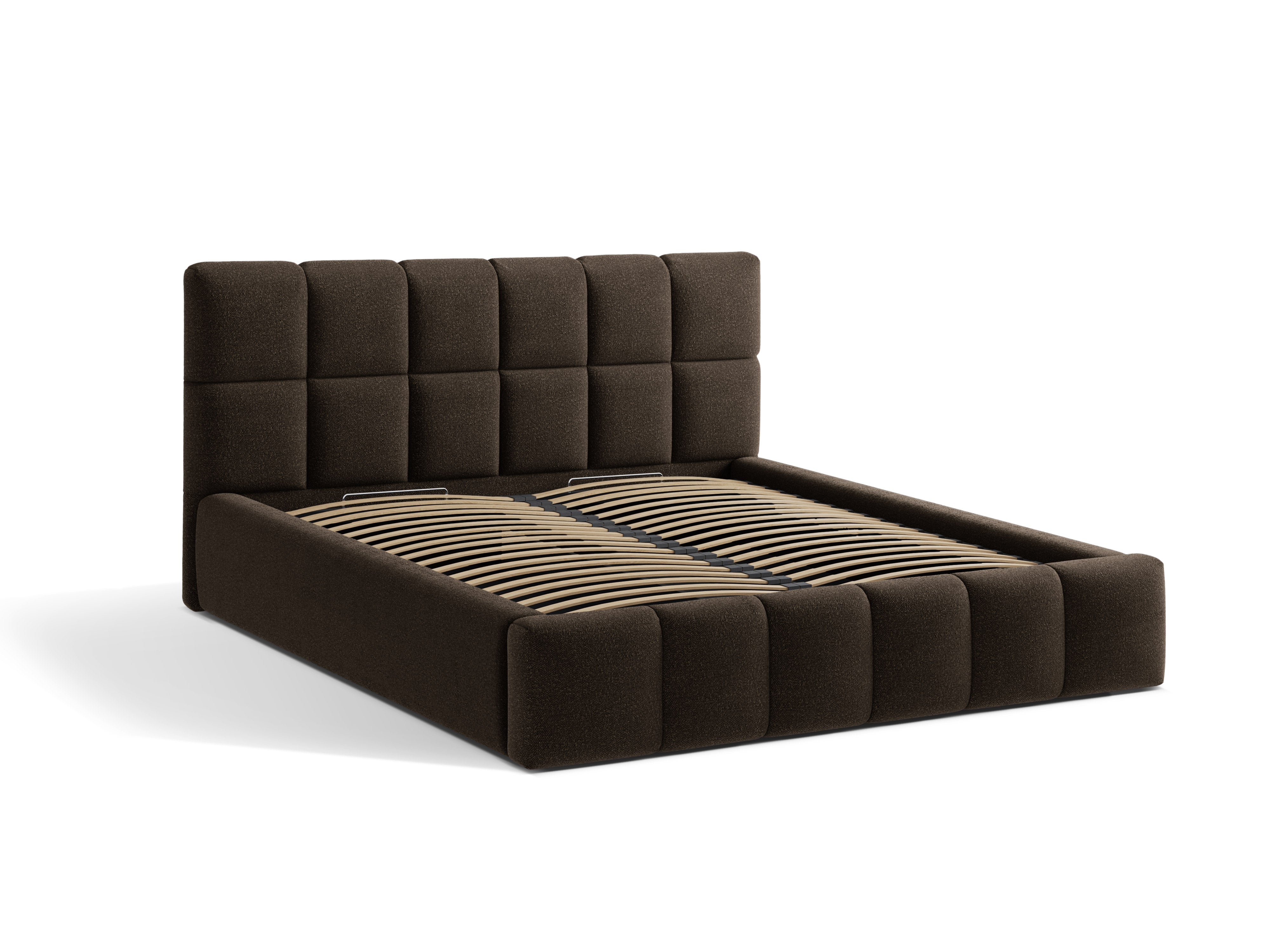 BELLIS Bett mit Bettkasten in braunem Boucle