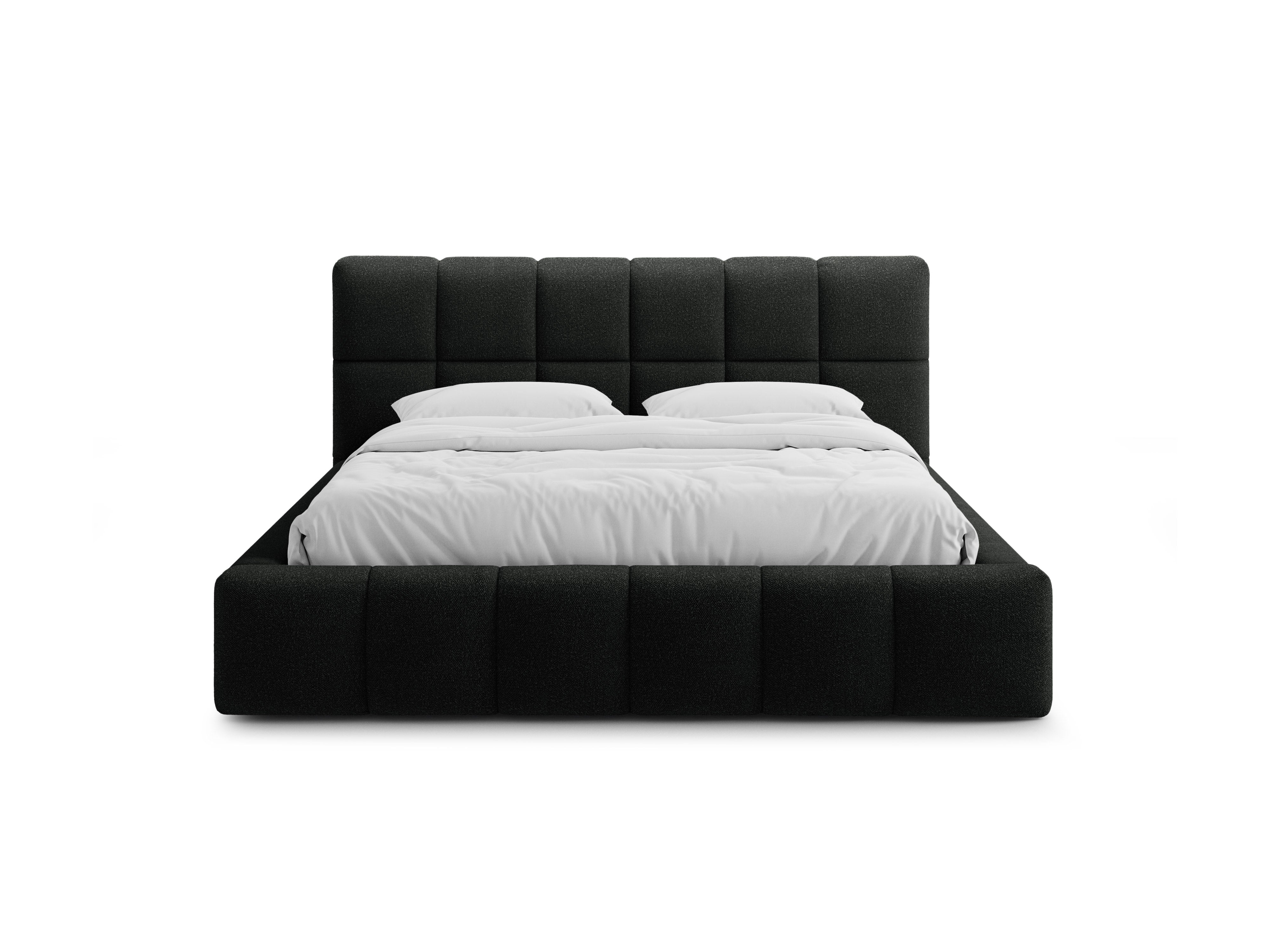Bett mit Bettkasten BELLIS in schwarzem Boucle