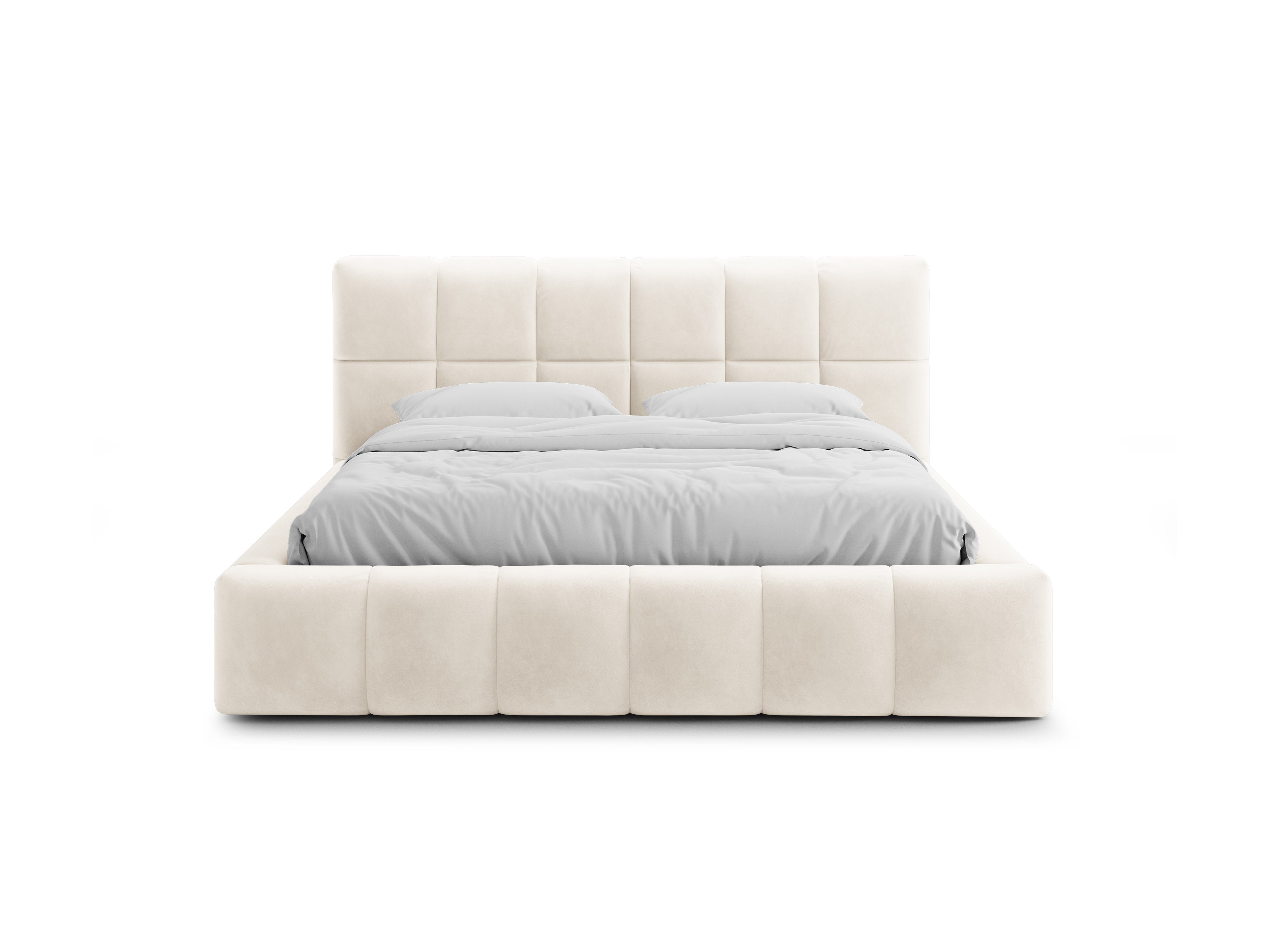 Samtbett mit Bettkasten BELLIS in hellbeige