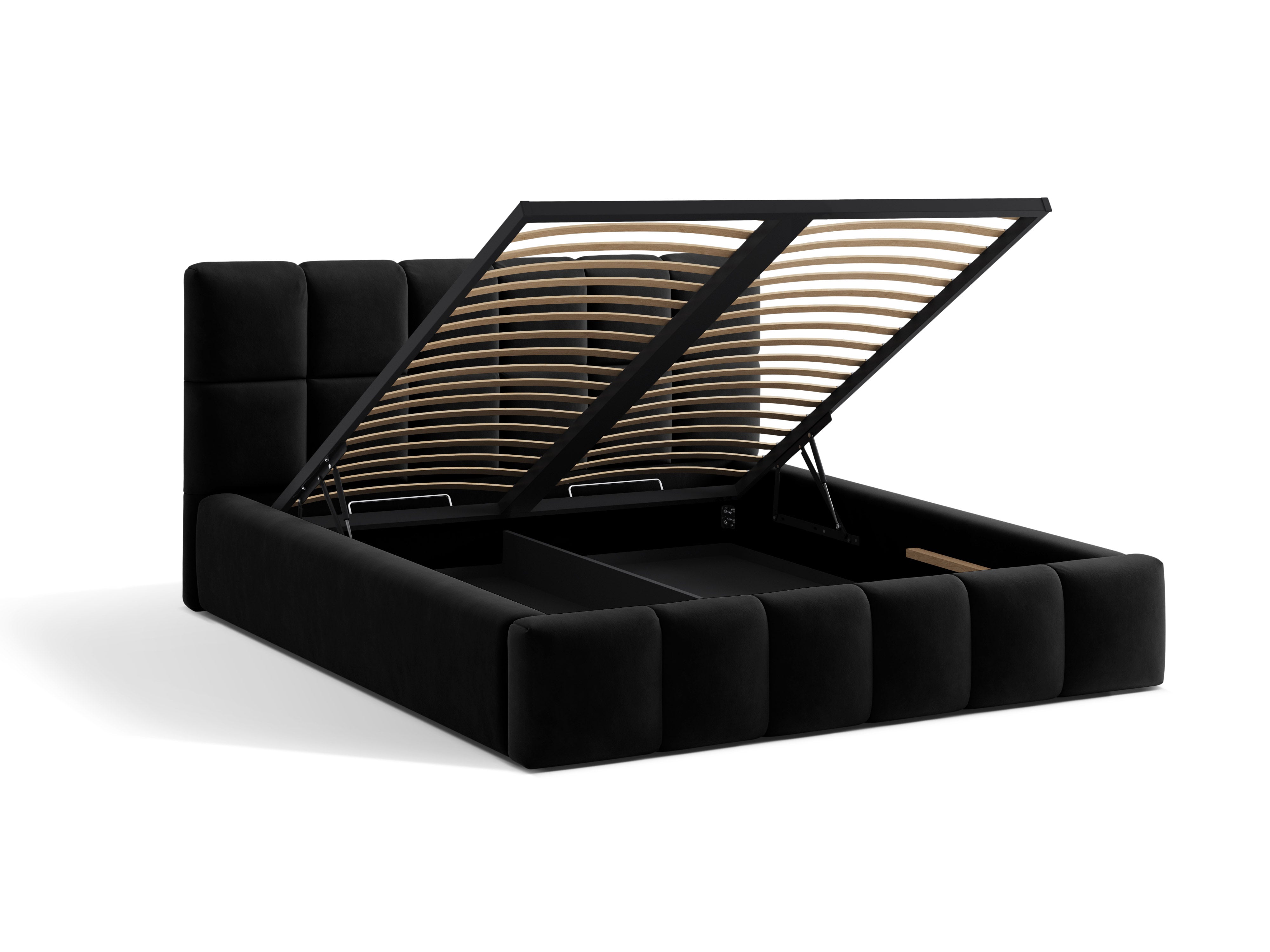 Samtbett mit Bettkasten BELLIS in Schwarz