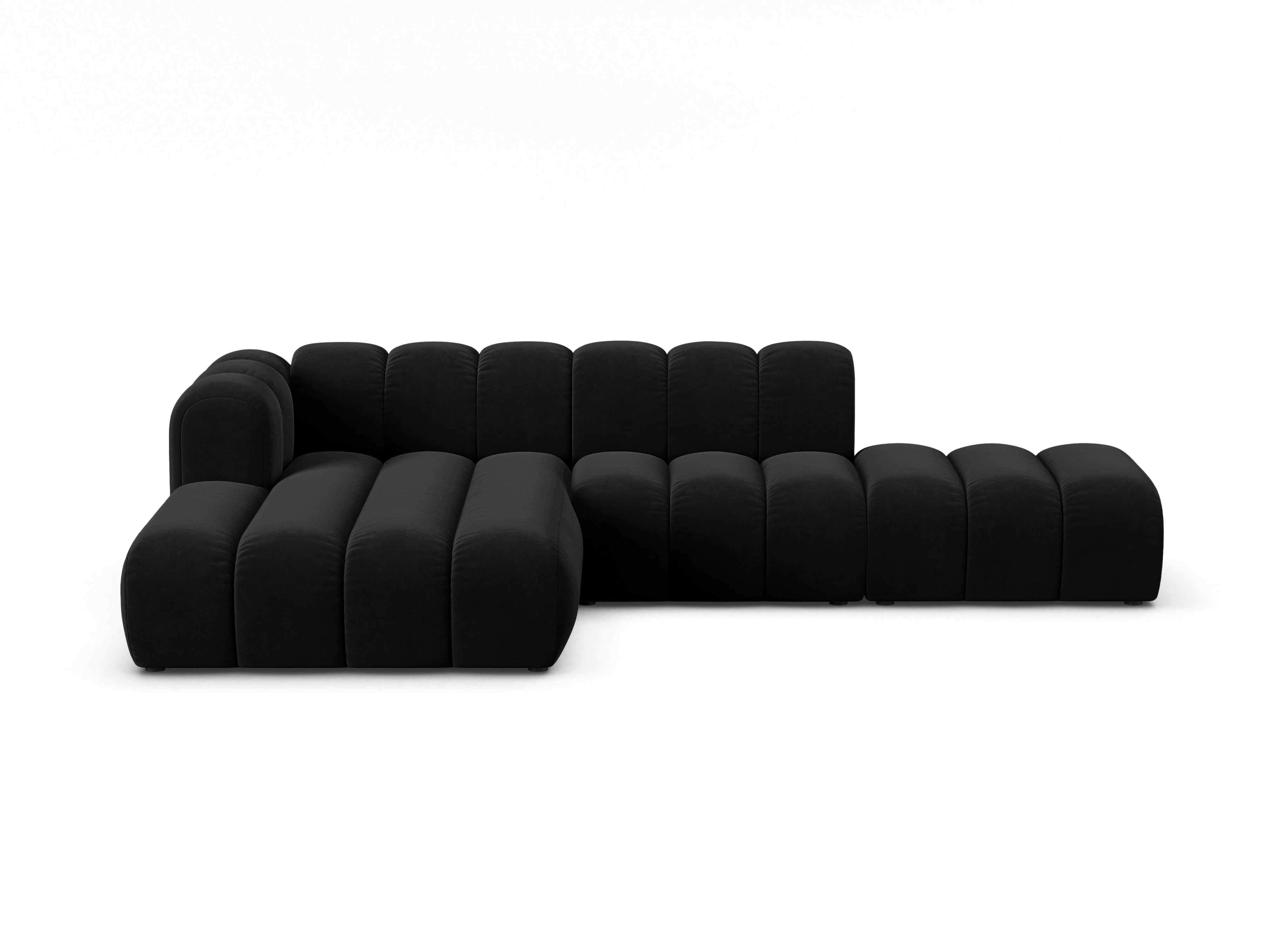 Samt-Ecksofa für 5 Personen links LUPINE schwarz