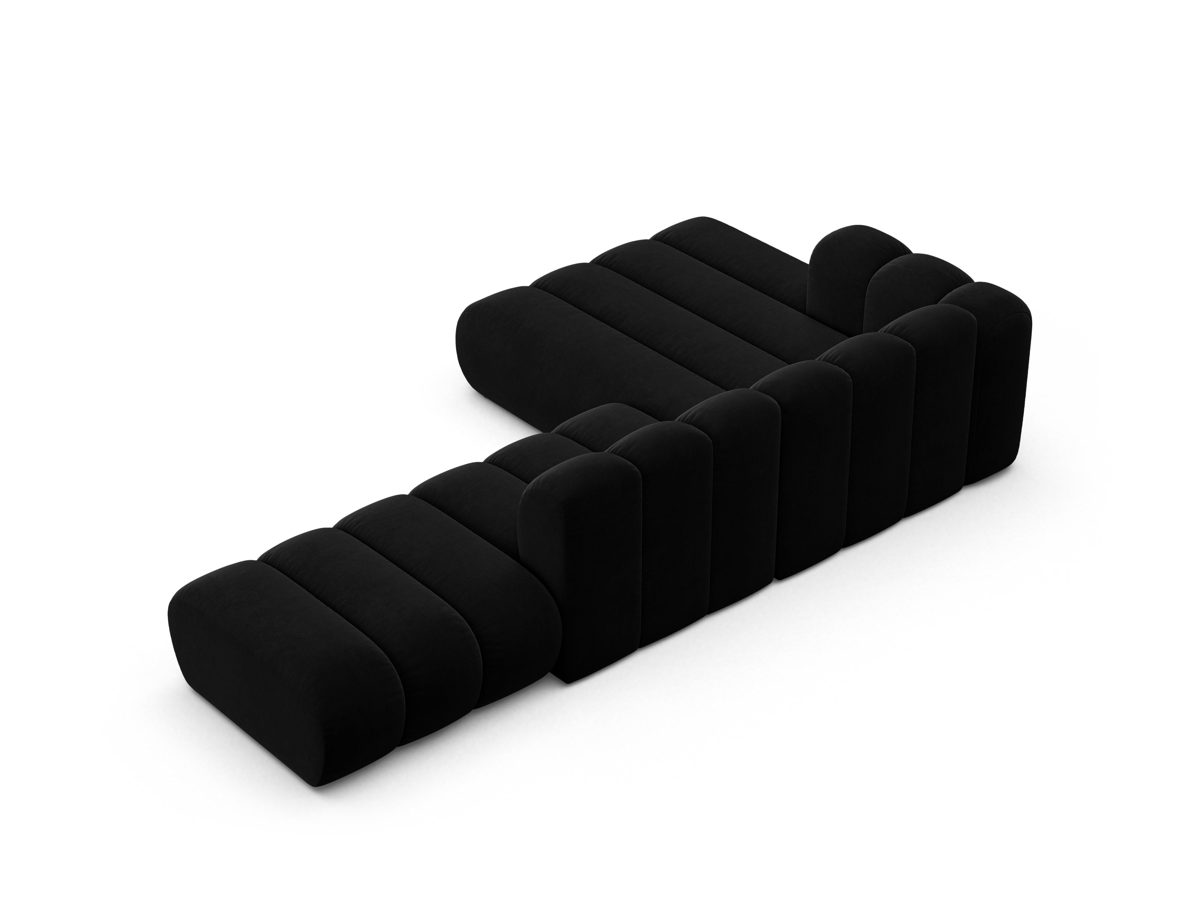 Samt-Ecksofa für 5 Personen links LUPINE schwarz