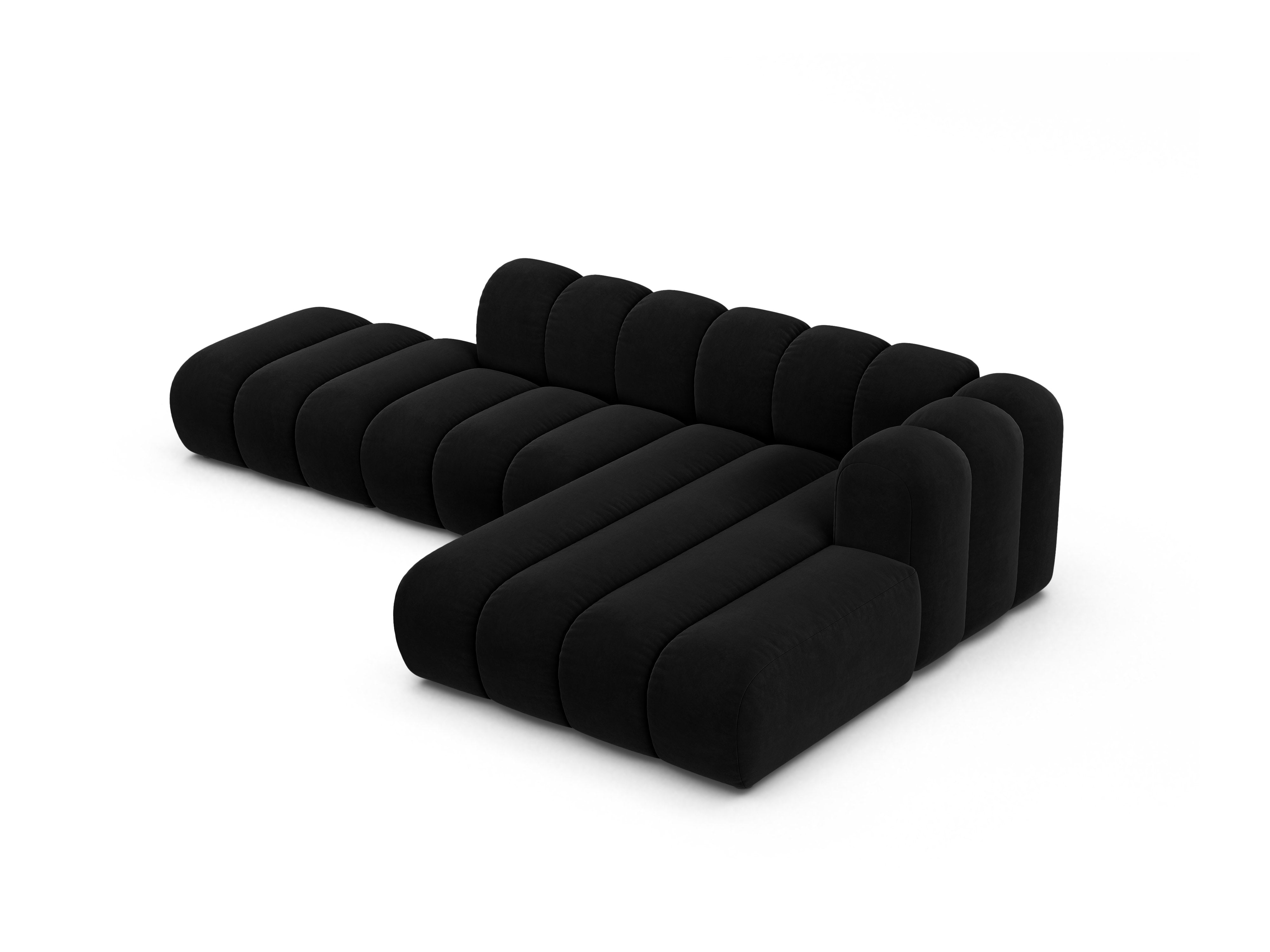 Samt-Ecksofa für 5 Personen rechts LUPINE schwarz