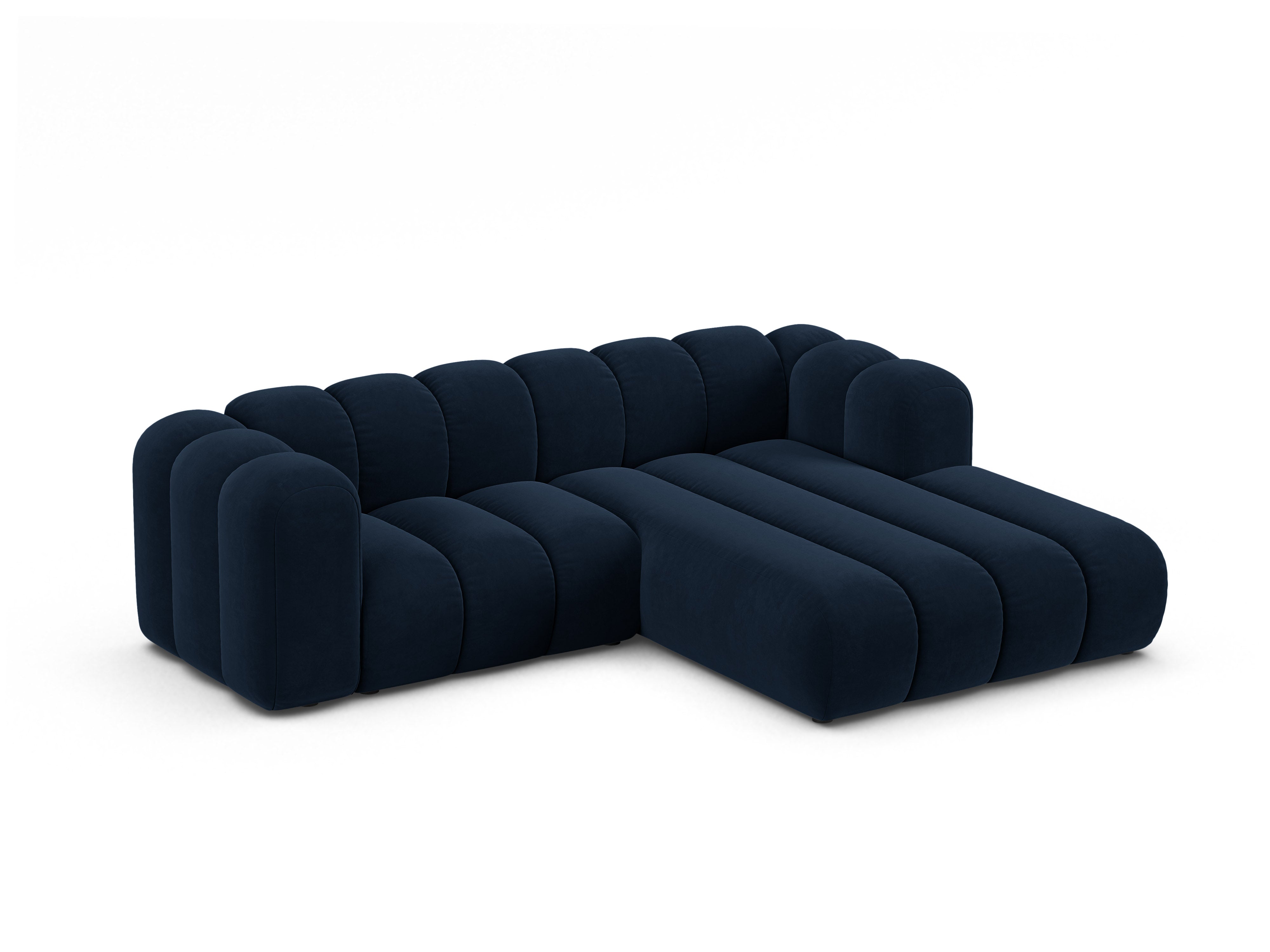 Samt-Ecksofa 3-sitzig rechts LUPINE marineblau