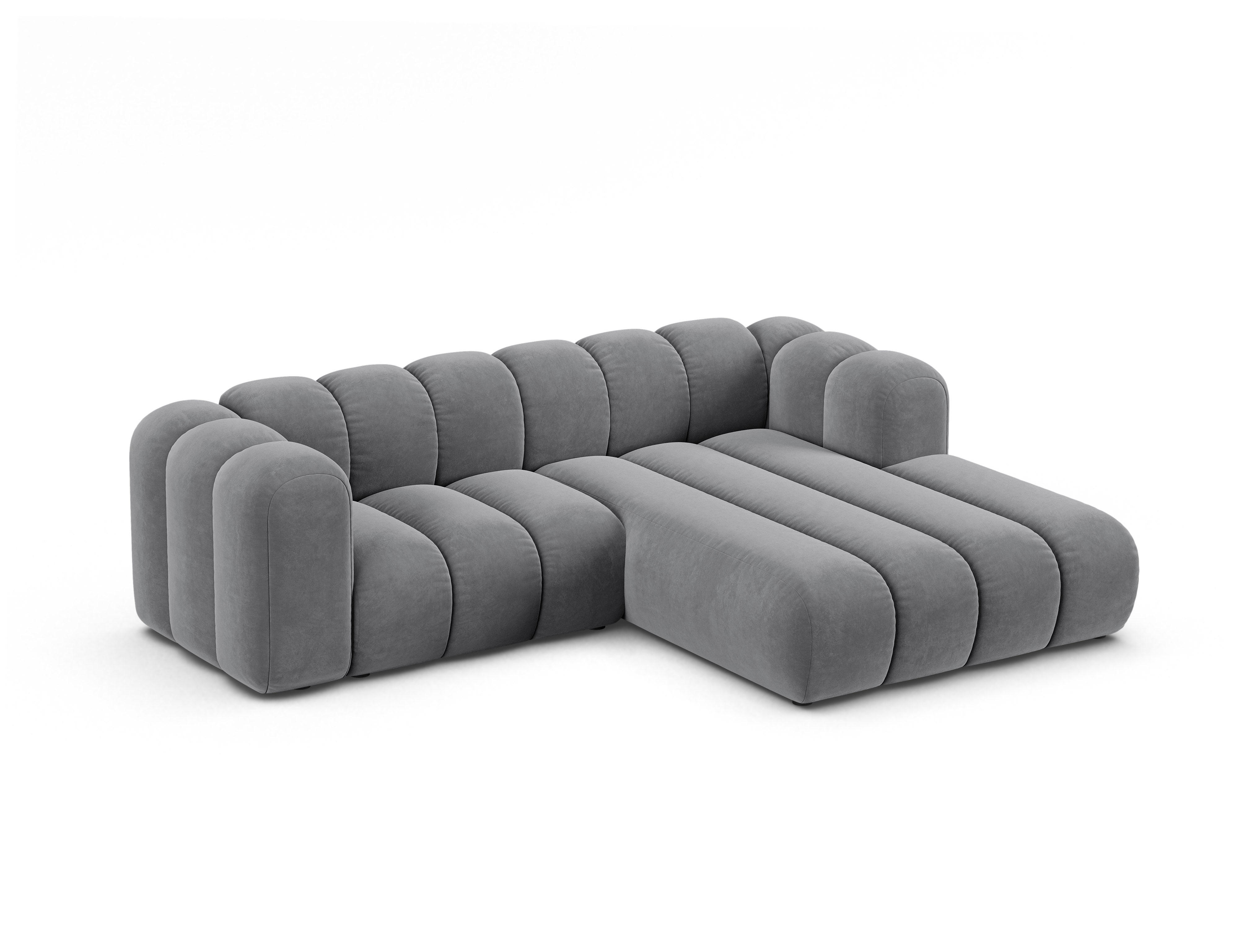 Samt-Ecksofa 3-sitzig rechts LUPINE grau