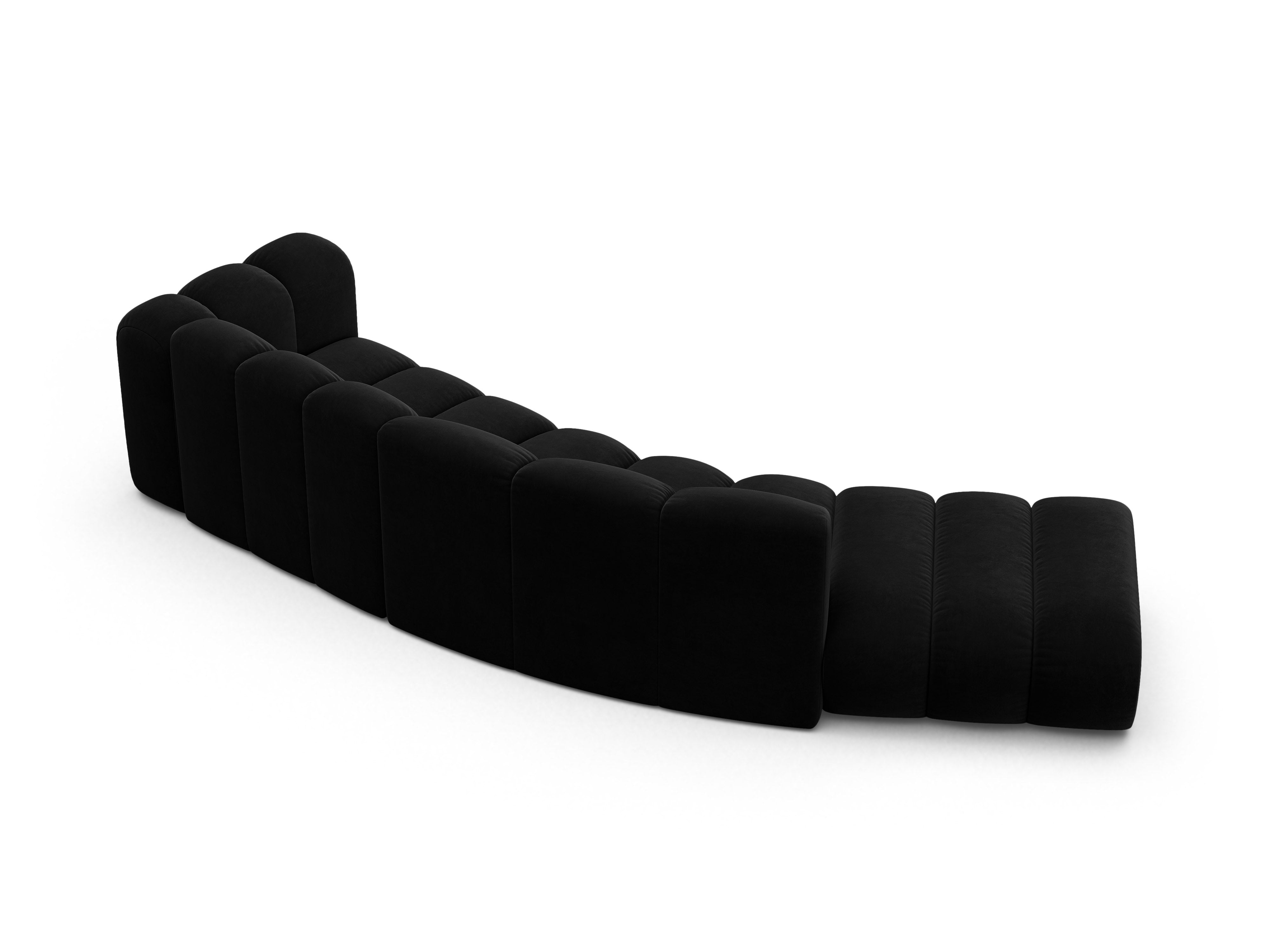 Sofa aksamitna 5-osobowa lewostronna LUPINE czarny – szenil