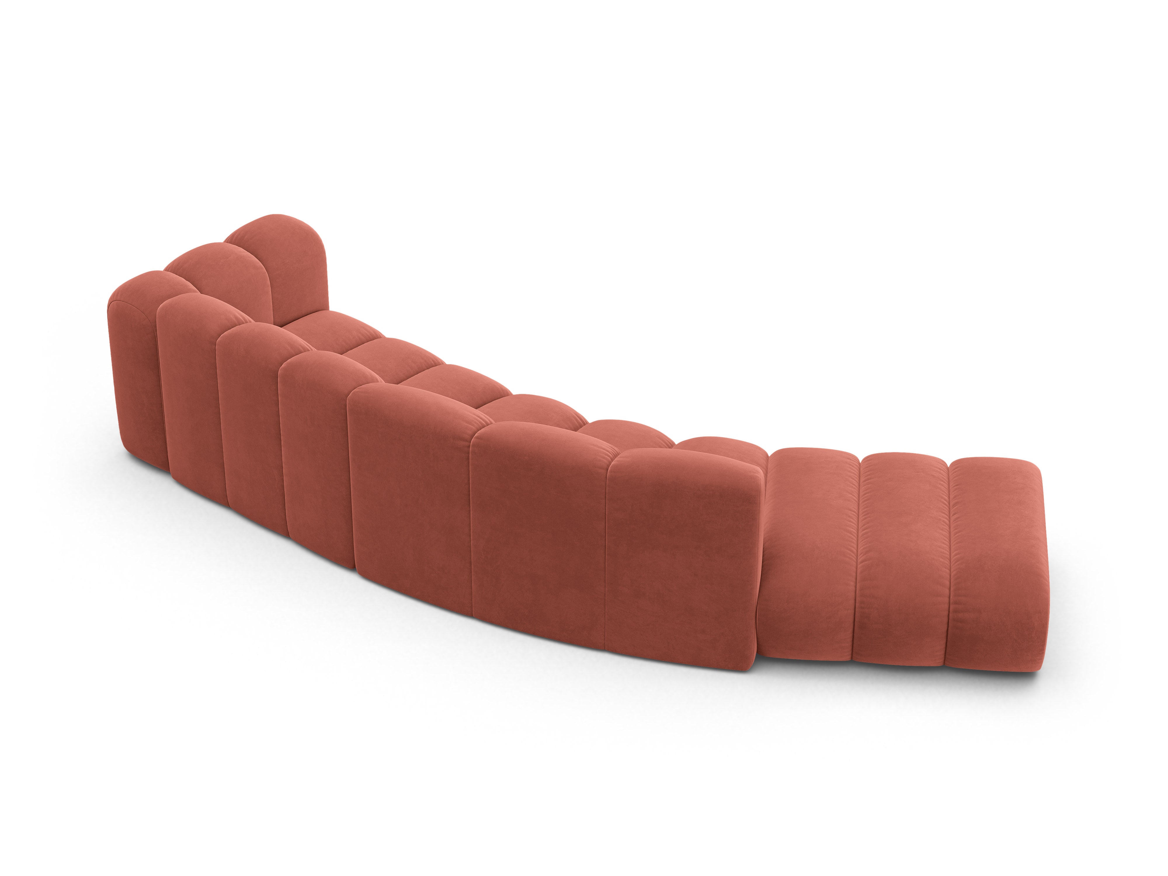 Sofa aksamitna 5-osobowa lewostronna LUPINE koralowy – szenil