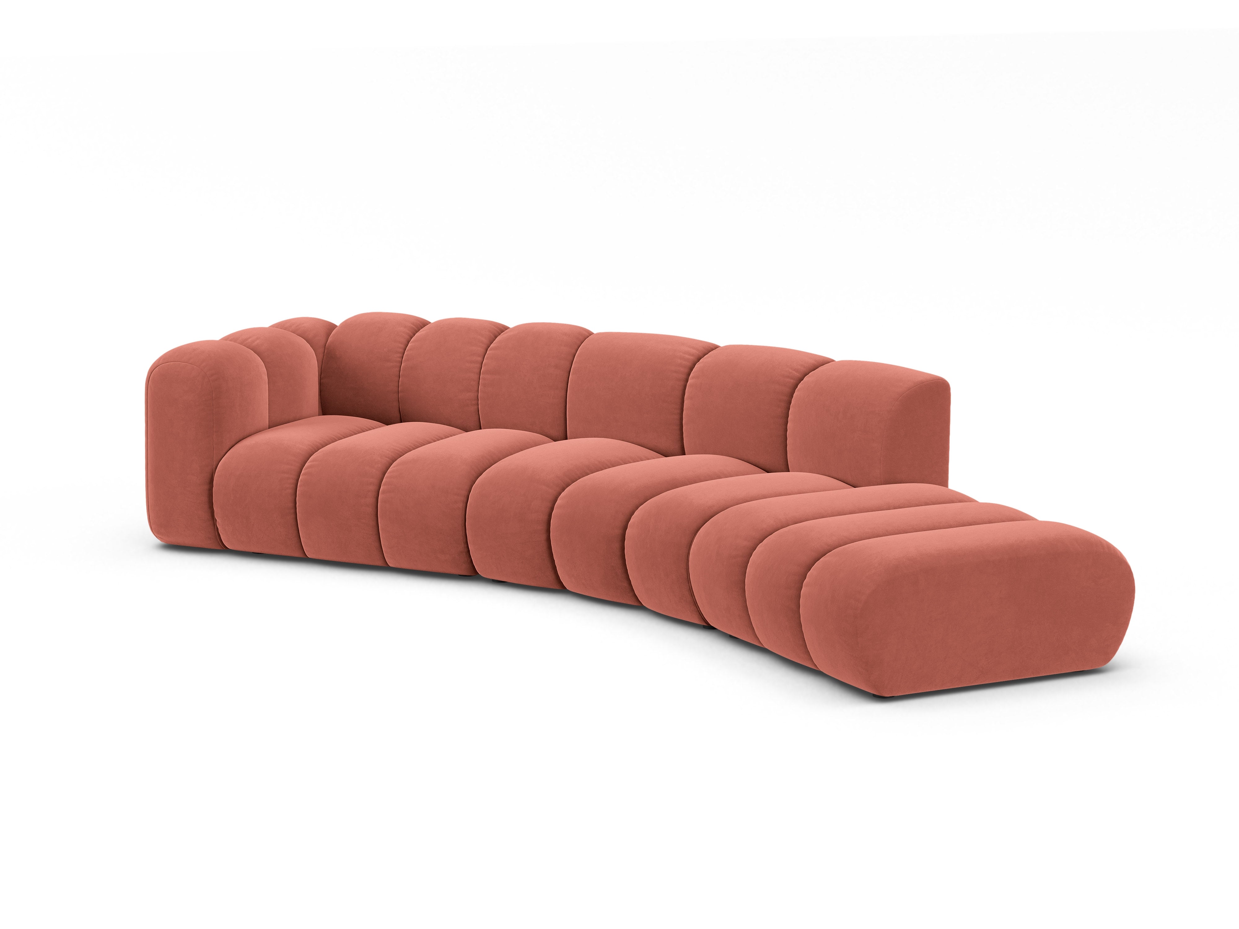 Sofa aus Samt für 5 Personen, rechtsseitig LUPINE koralle