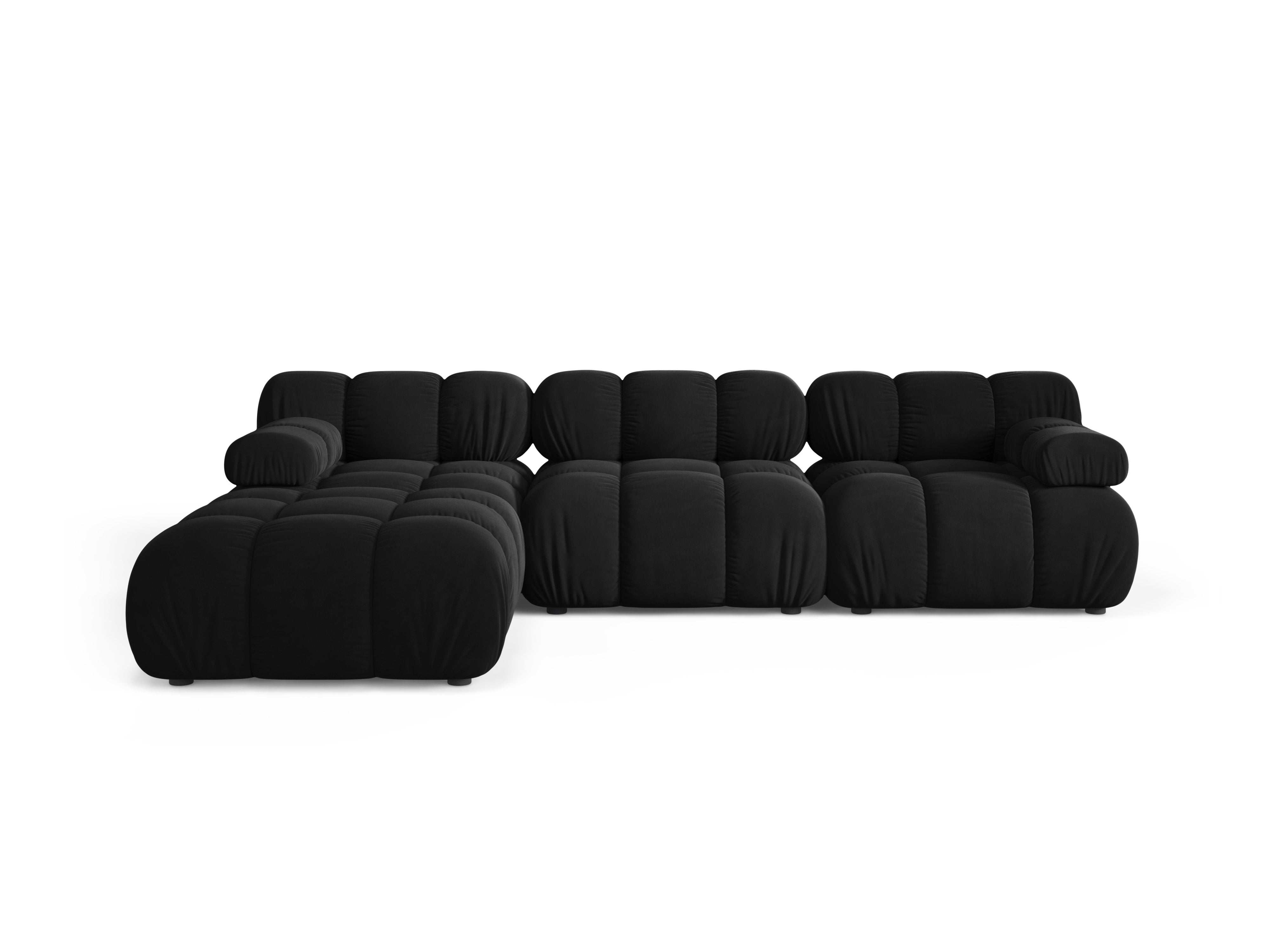 Universeller Samt-Ecksofa BELLIS in Schwarz